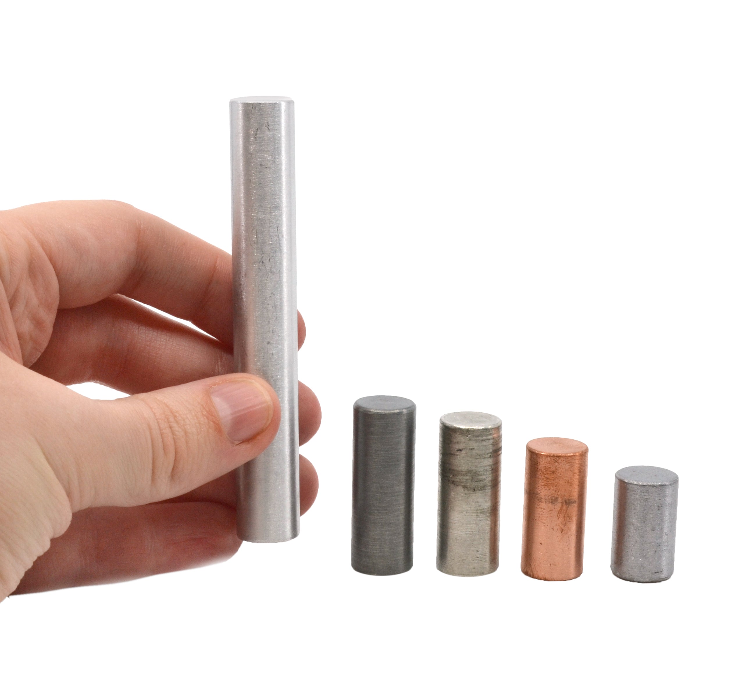 5-Metal Equal Mass Cylinders Set (Zinc, Copper, Aluminum, Tin, Lead)