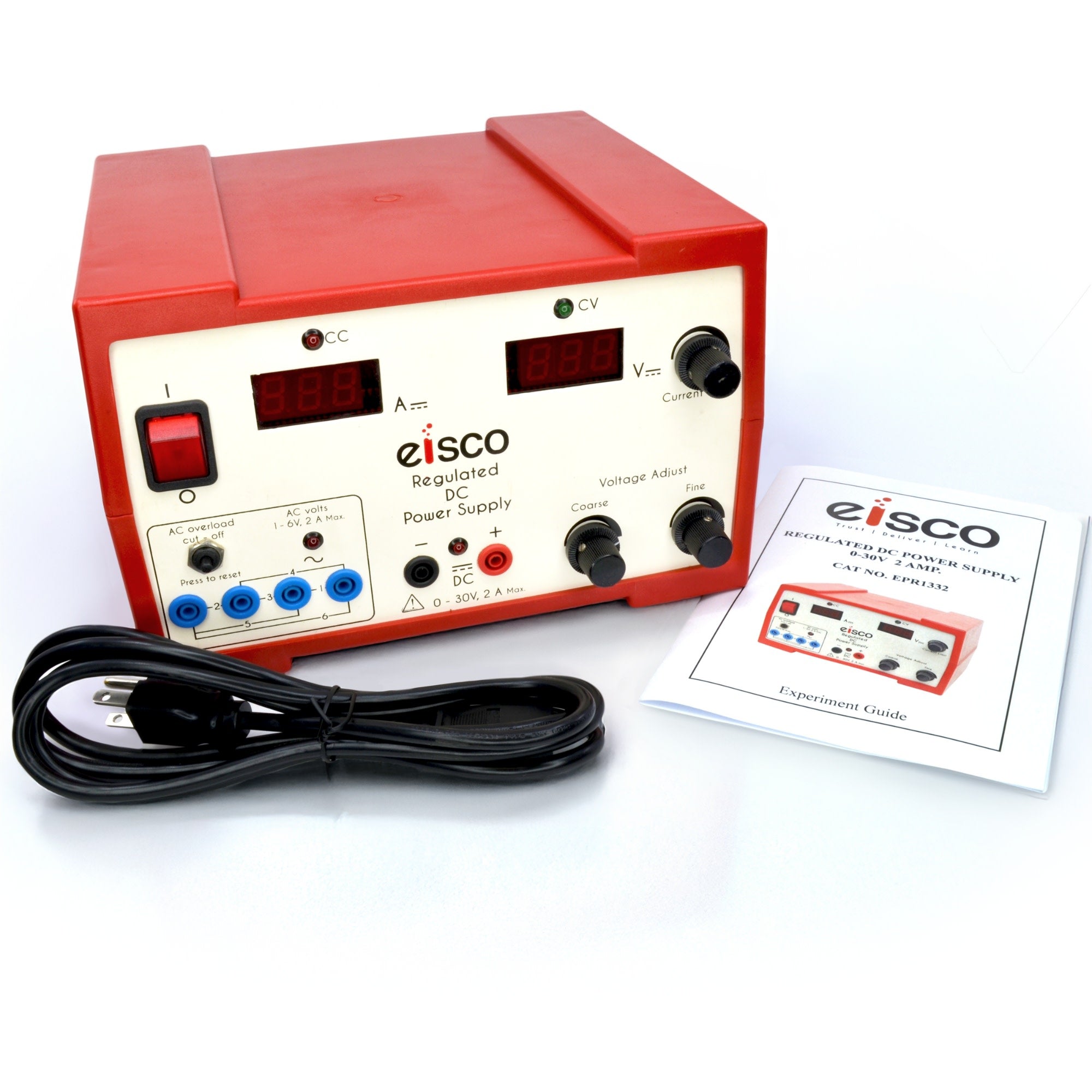 Regulated DC 0-30V 2A Power Supply with AC 1-6V Output and Digital Display