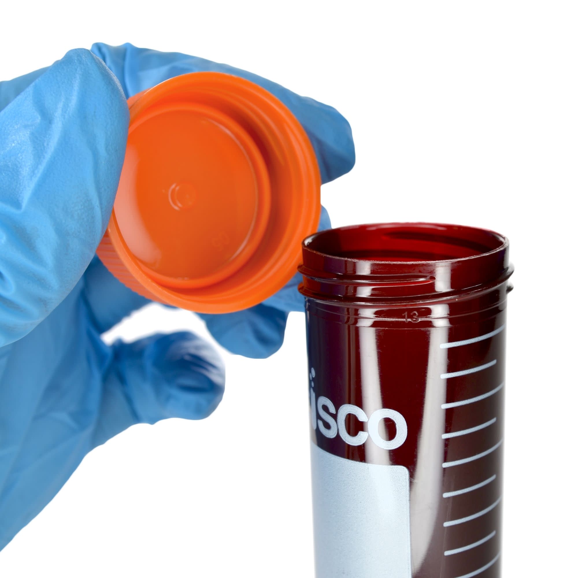 25-Pack Sterile Self-Standing Amber Polypropylene Centrifuge Tubes with Flat Cap, 50mL