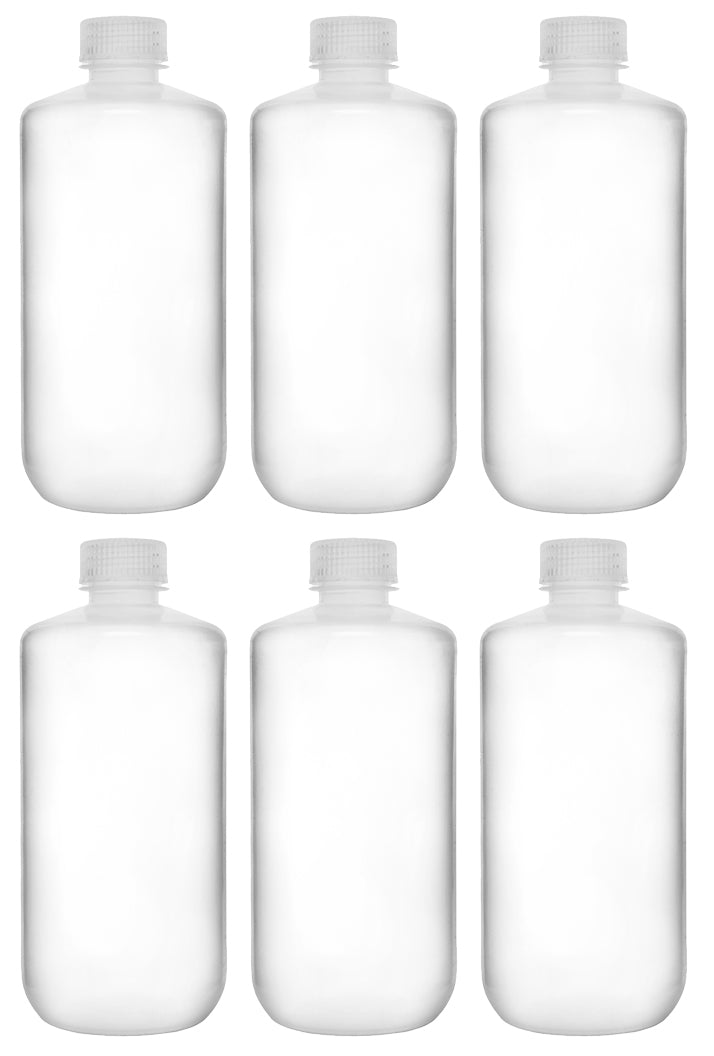 Translucent Narrow Mouth Polypropylene Reagent Bottle with Screw Cap, 6-Pack