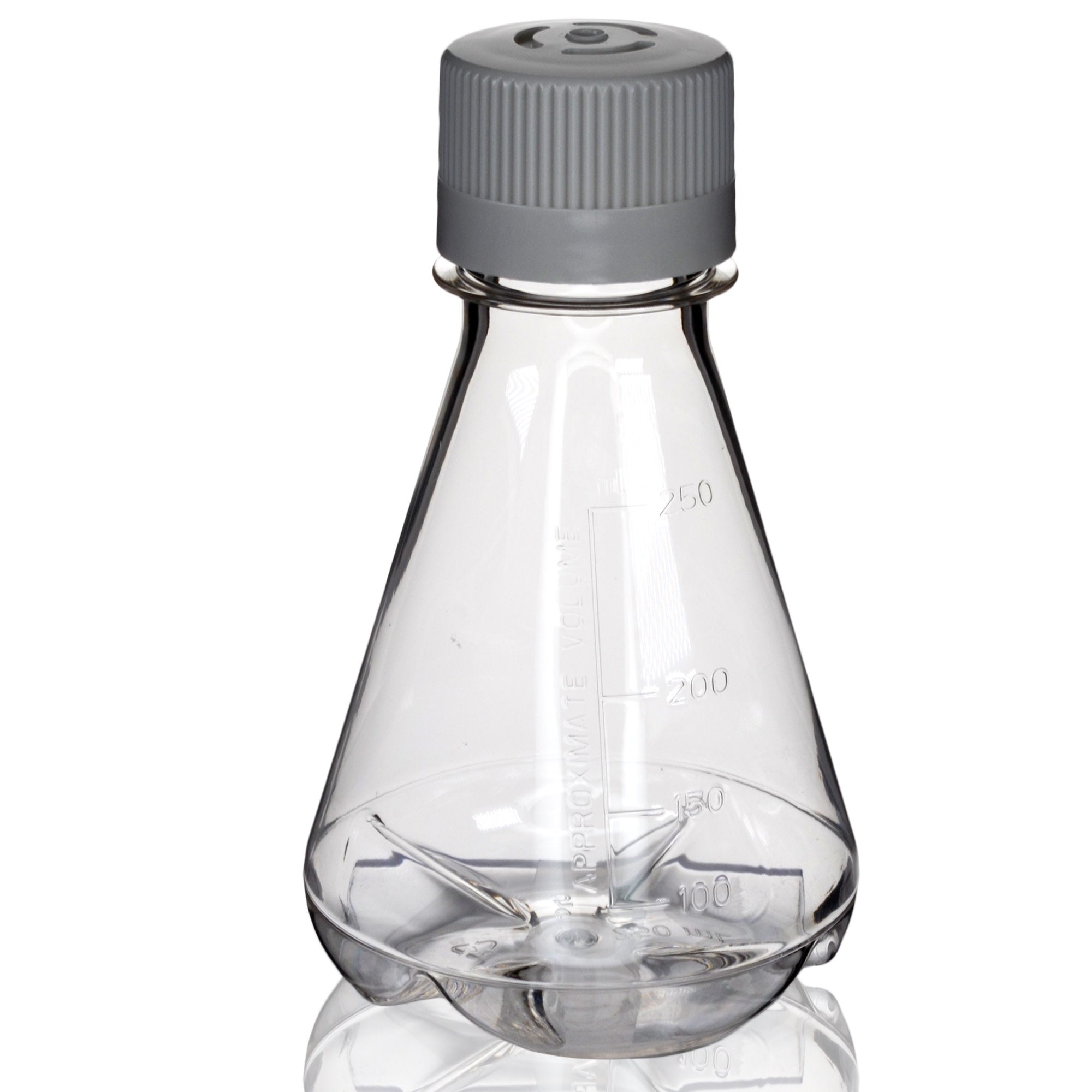 Sterile Vented Baffled-Bottom PETG Erlenmeyer Flask, USP Class VI, 250mL
