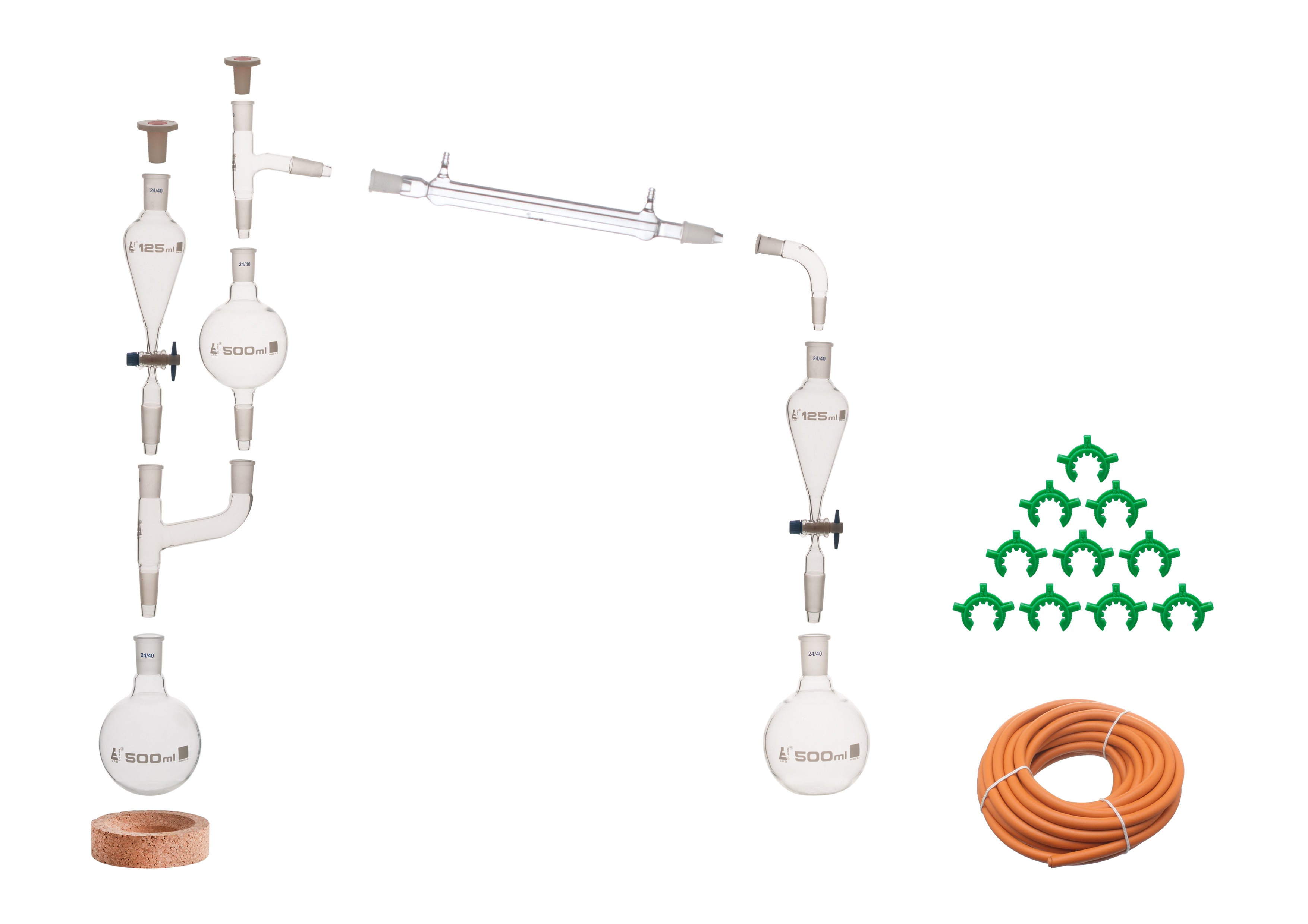 23-Piece Essential Oils Steam Distillation Extraction Apparatus, Borosilicate Glass