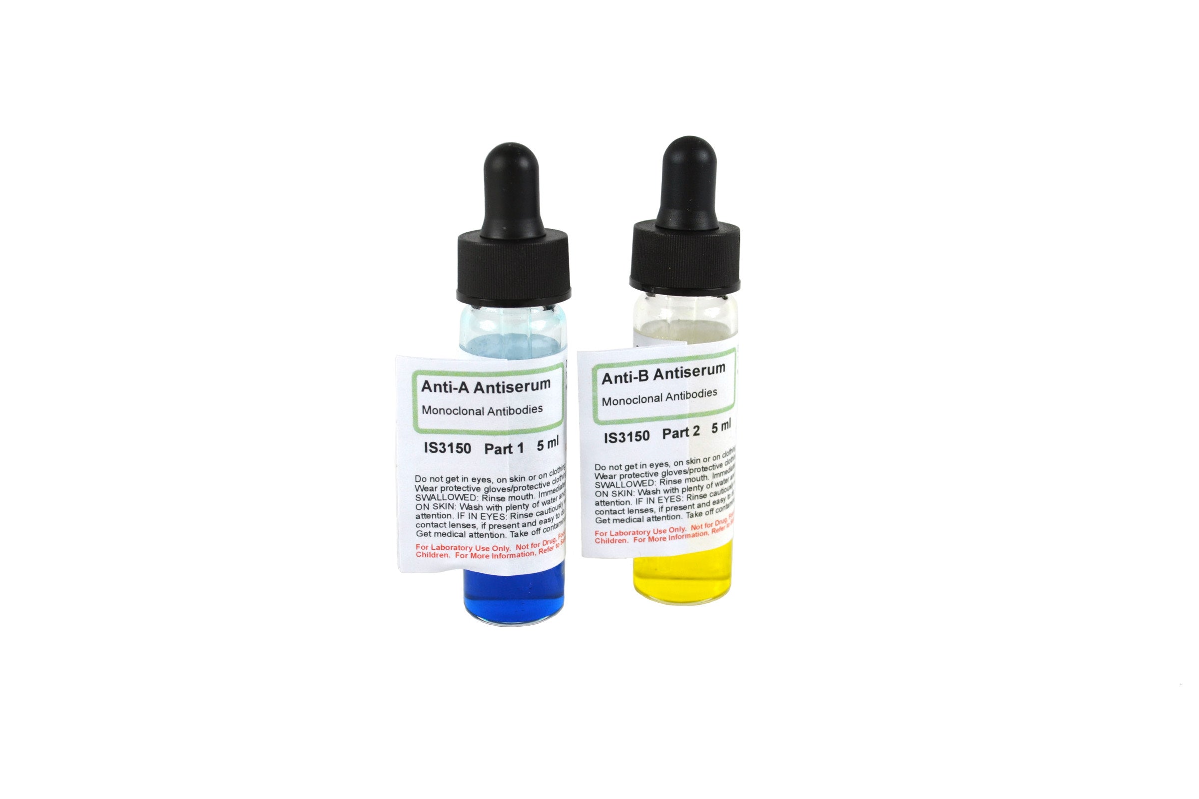 Anti-A and Anti-B Blood Typing Antisera for Real Human Blood, 5mL Vials, 75-Student Set