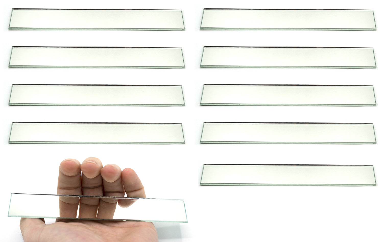 6 x 1" Rectangular Plane Glass Mirror, 10-Pack