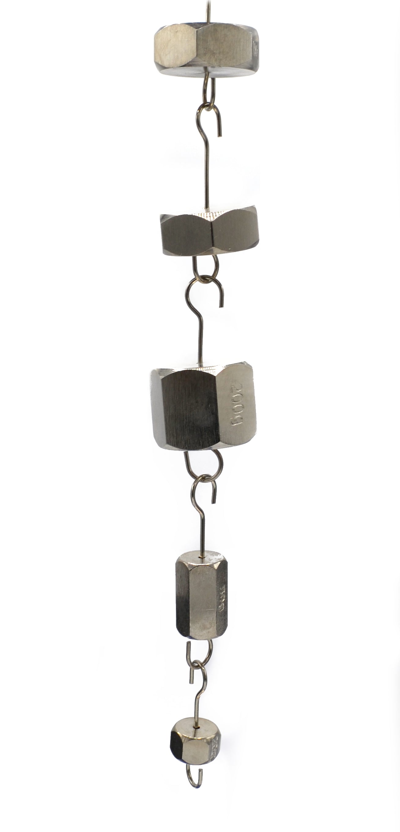 8-Piece Brass Weight Set with Spare Hooks and Wooden Storage Block