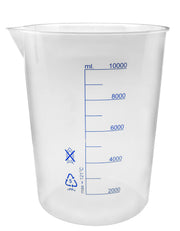 Polypropylene Beaker with Spout and Blue Graduations, 10000mL