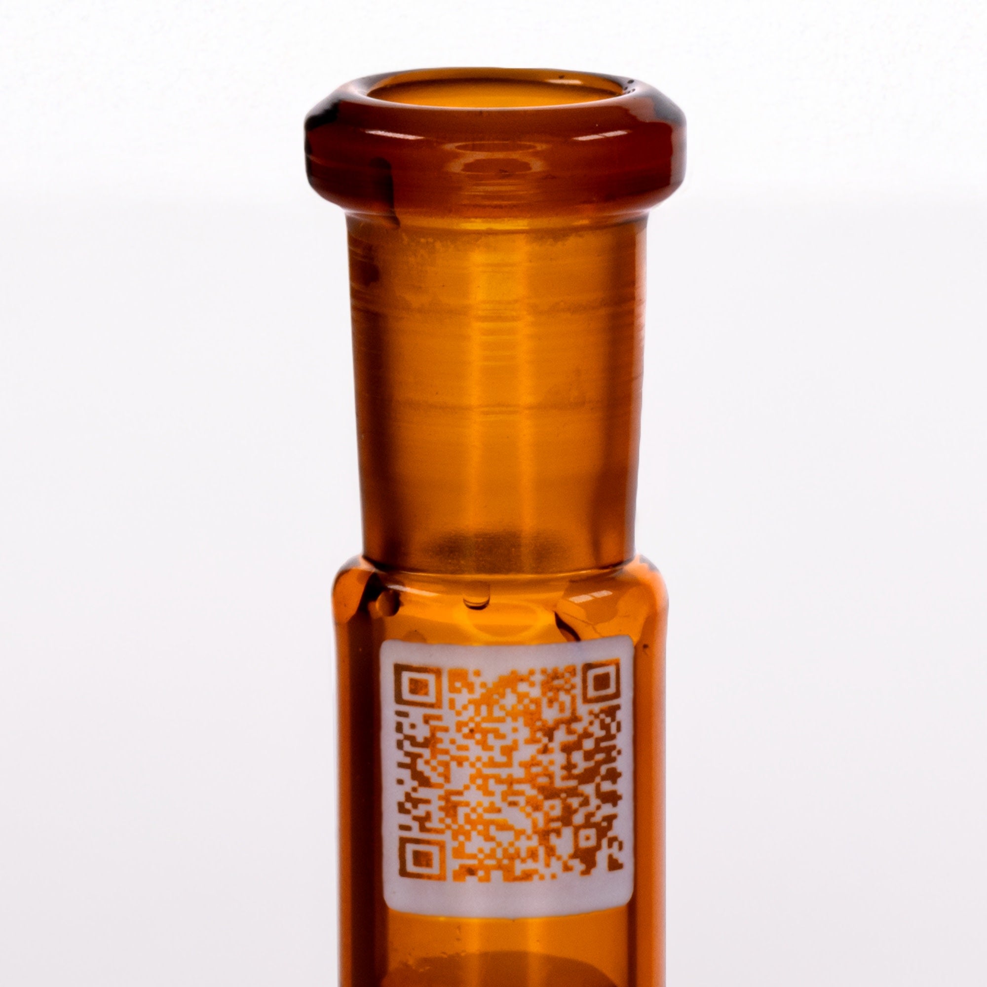ASTM 1042 Class A Amber Volumetric Flask with 10/19 PE Stopper and QR Code, 5mL, Borosilicate Glass