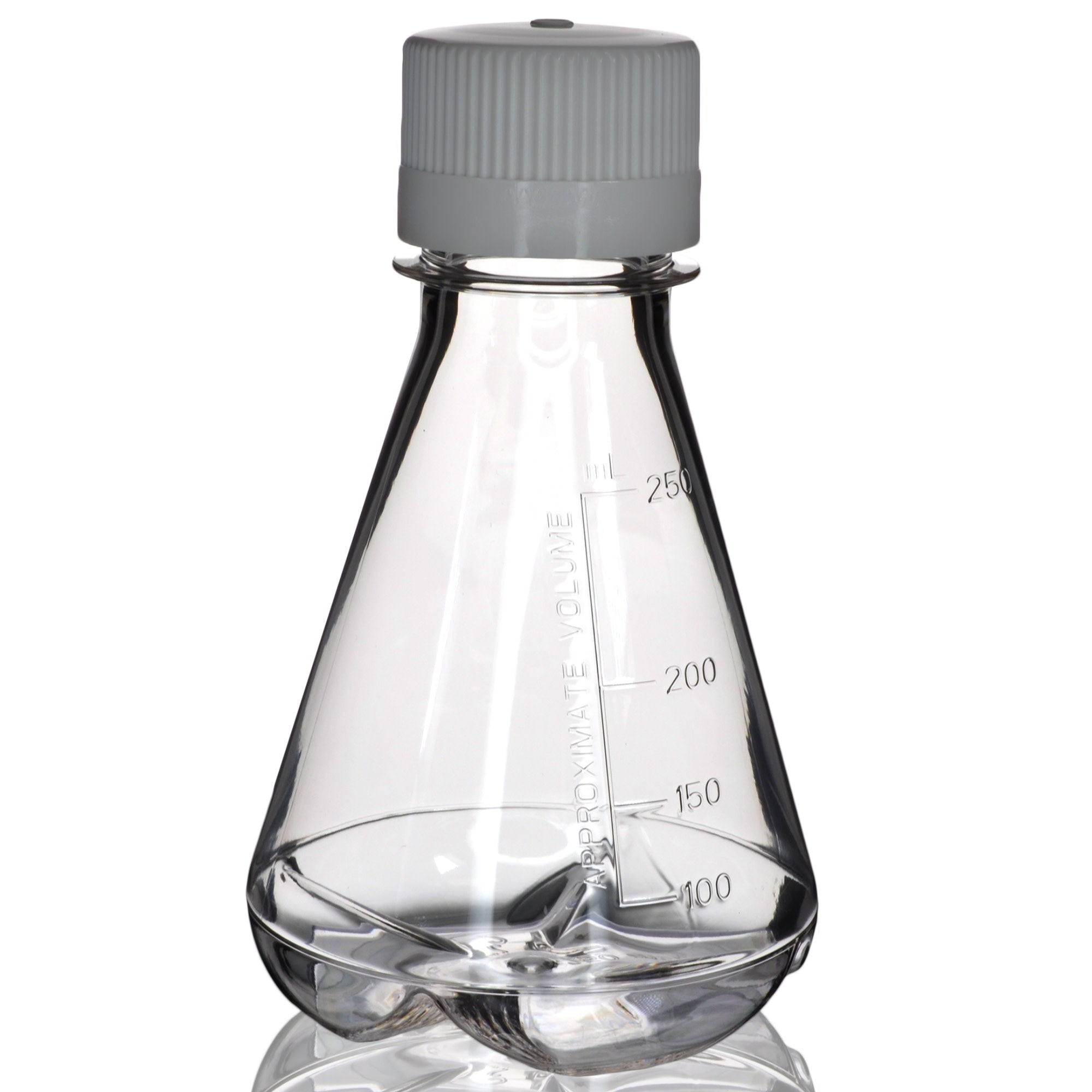 Sterile Non-Vented Baffled-Bottom PETG Erlenmeyer Flask, USP Class VI, 250mL