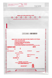 Tamper-Evident Cash/Coin/Food Stamp Deposit Bags, 9 x 12", 100-Pack