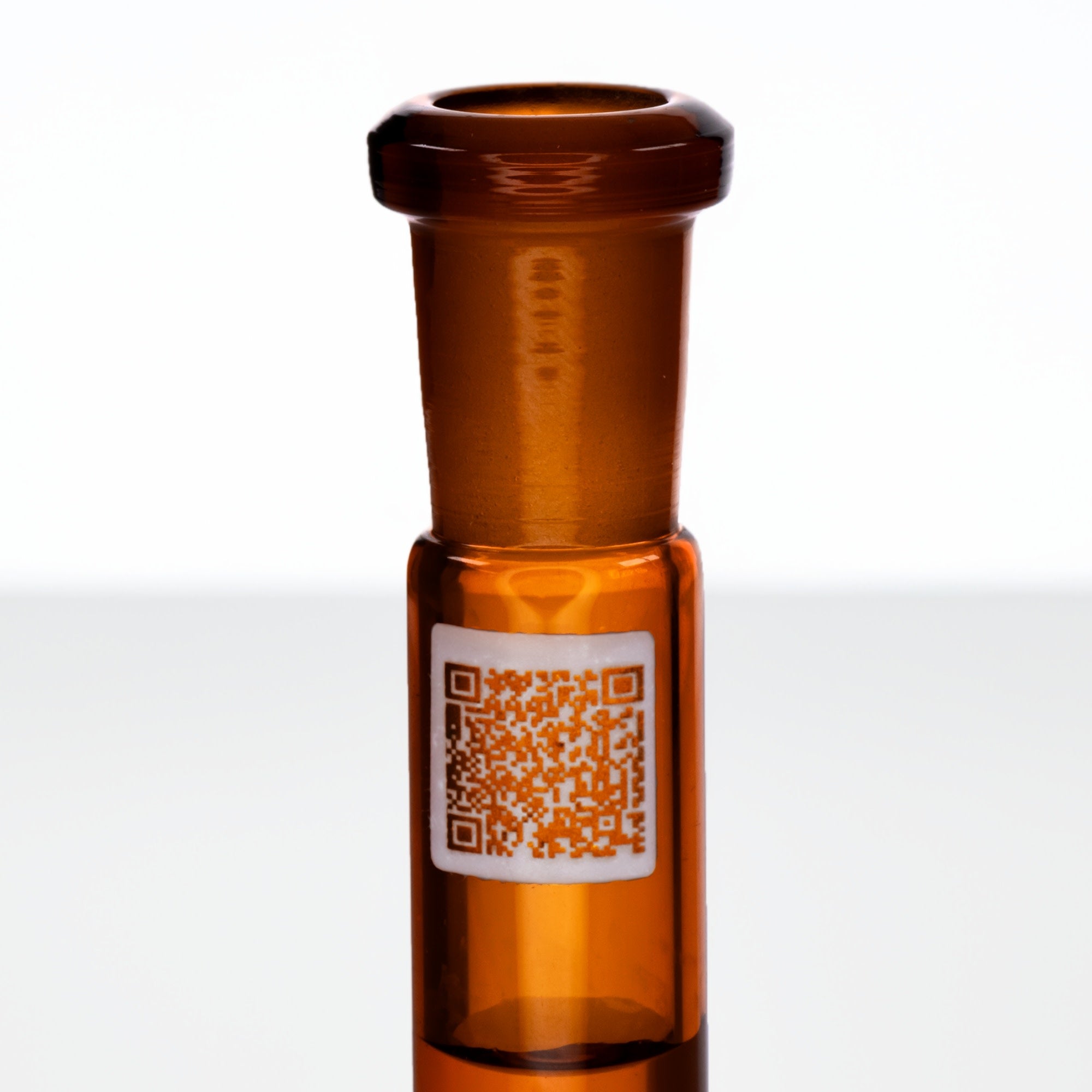 ASTM 1042 Class A Autoclavable Amber Volumetric Flask with 10/19 PE Stopper and QR Code, 10mL, Borosilicate Glass