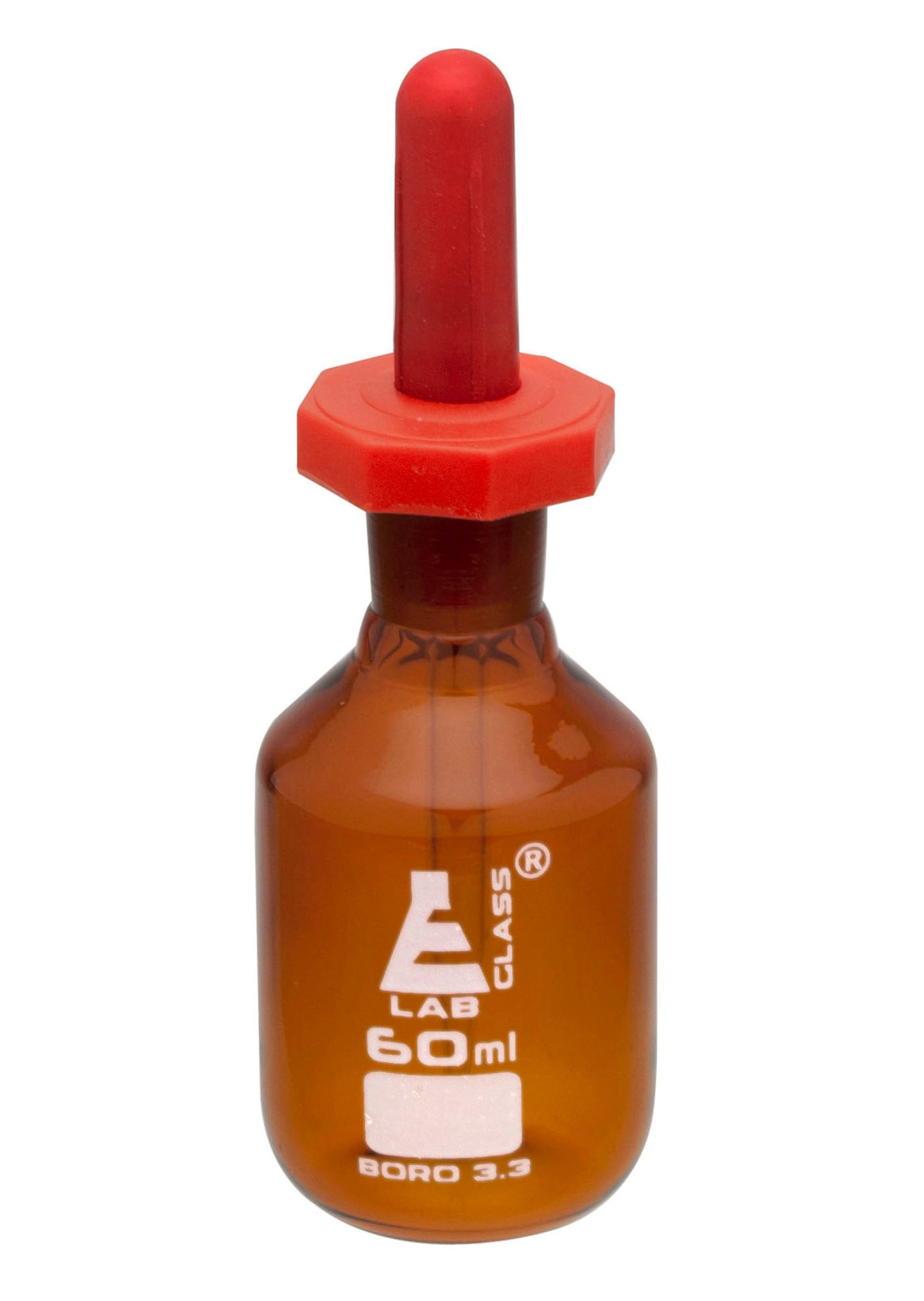 Amber Borosilicate Glass Dropping Bottle, Octagonal
