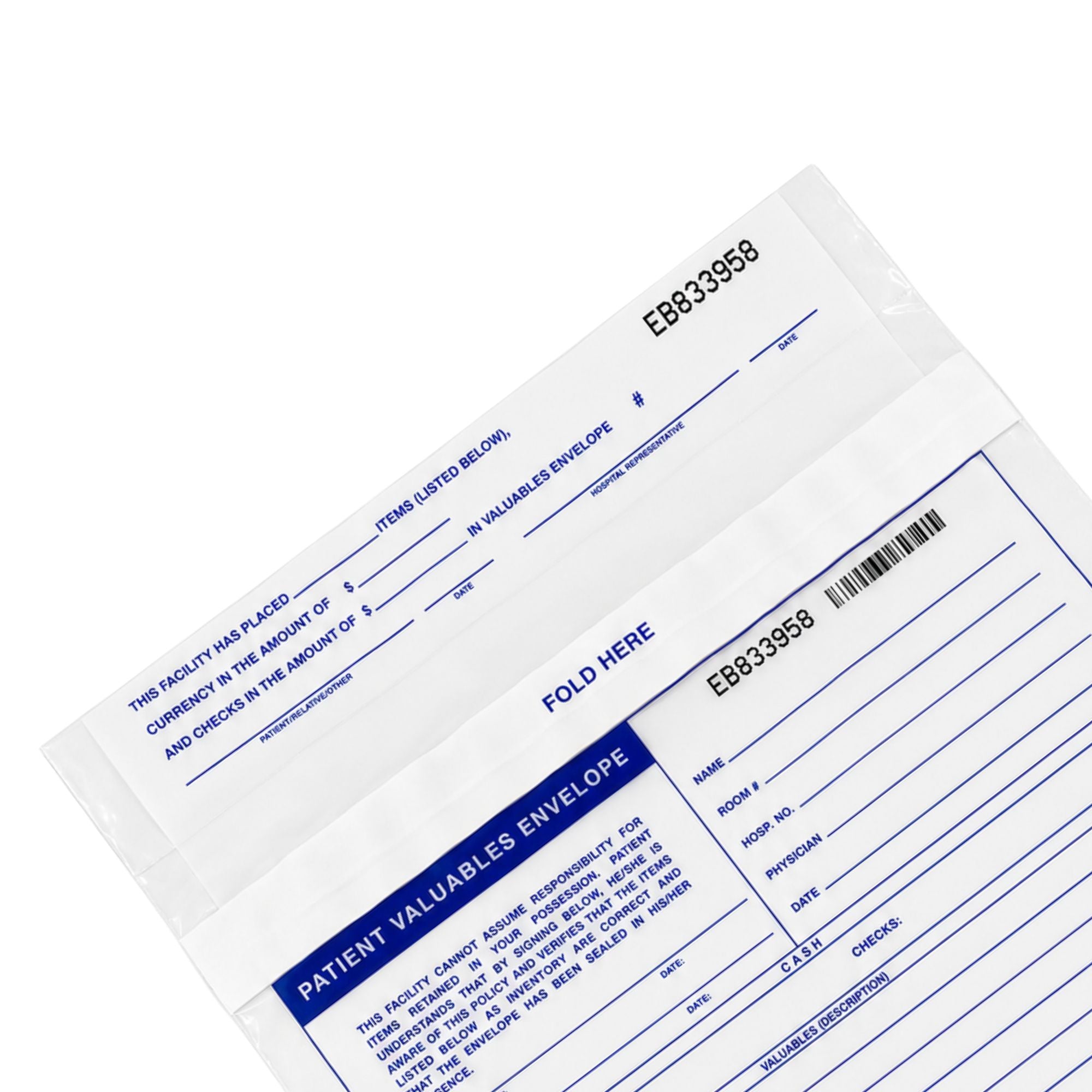 Polyethylene Patient Property Bag with Serialized Barcode, 10 x 13, 100-Pack