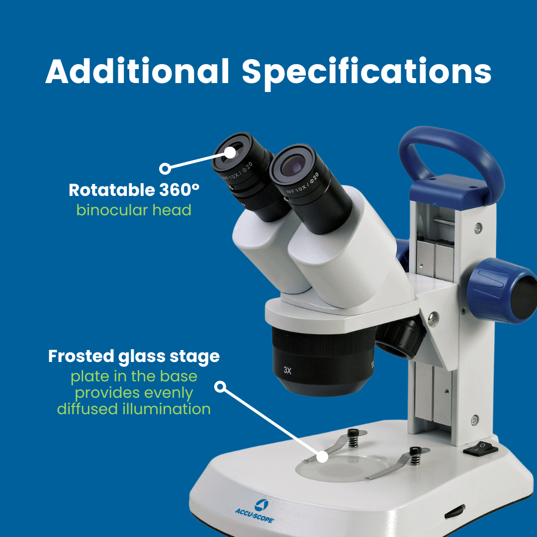 Accu-Scope Stereo Microscope, EXS-210-123, 10X/20X/30X (3-Way LED)