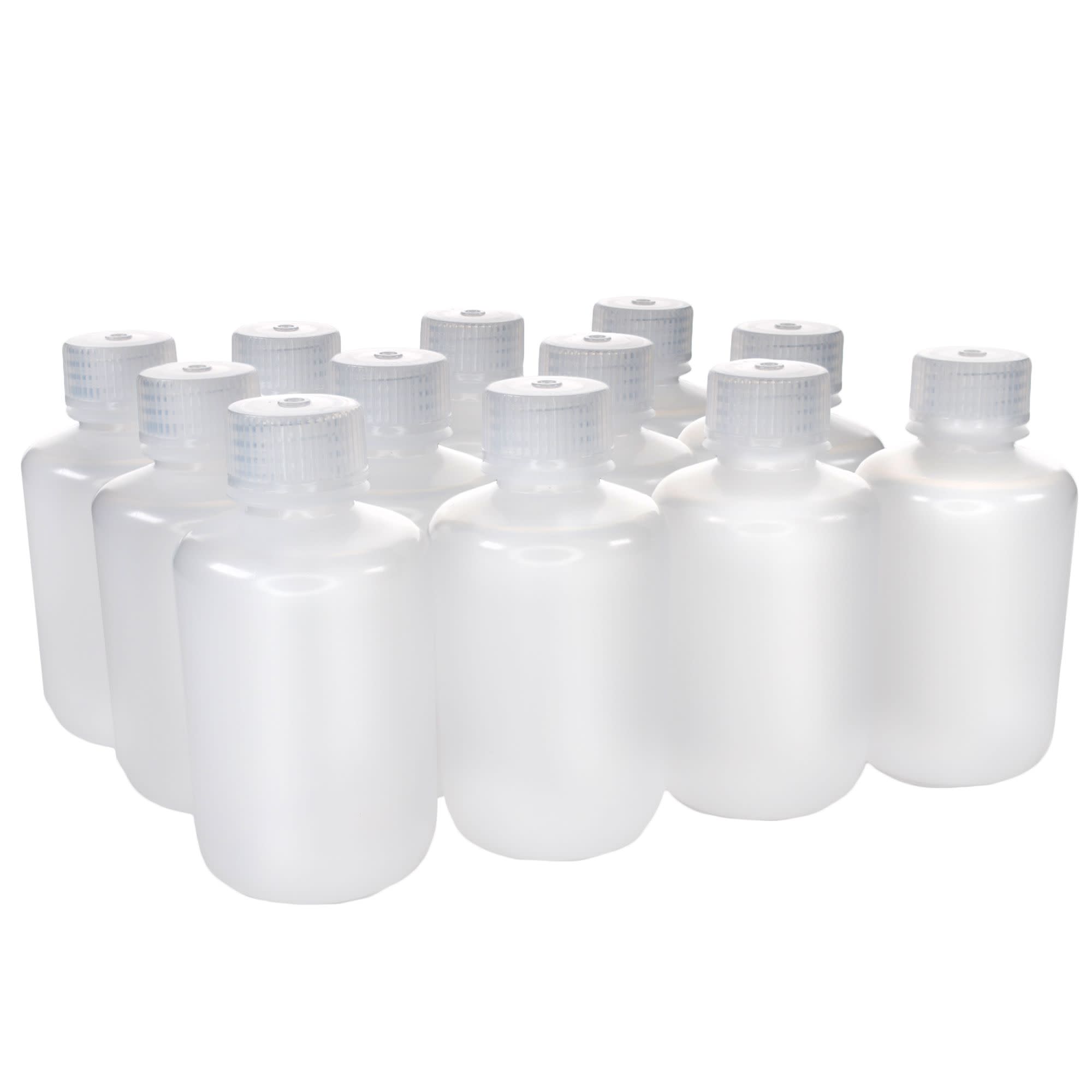 12-Pack Translucent Narrow Mouth LDPE Reagent Bottles with PP Caps, 125mL, -100 to 80°C