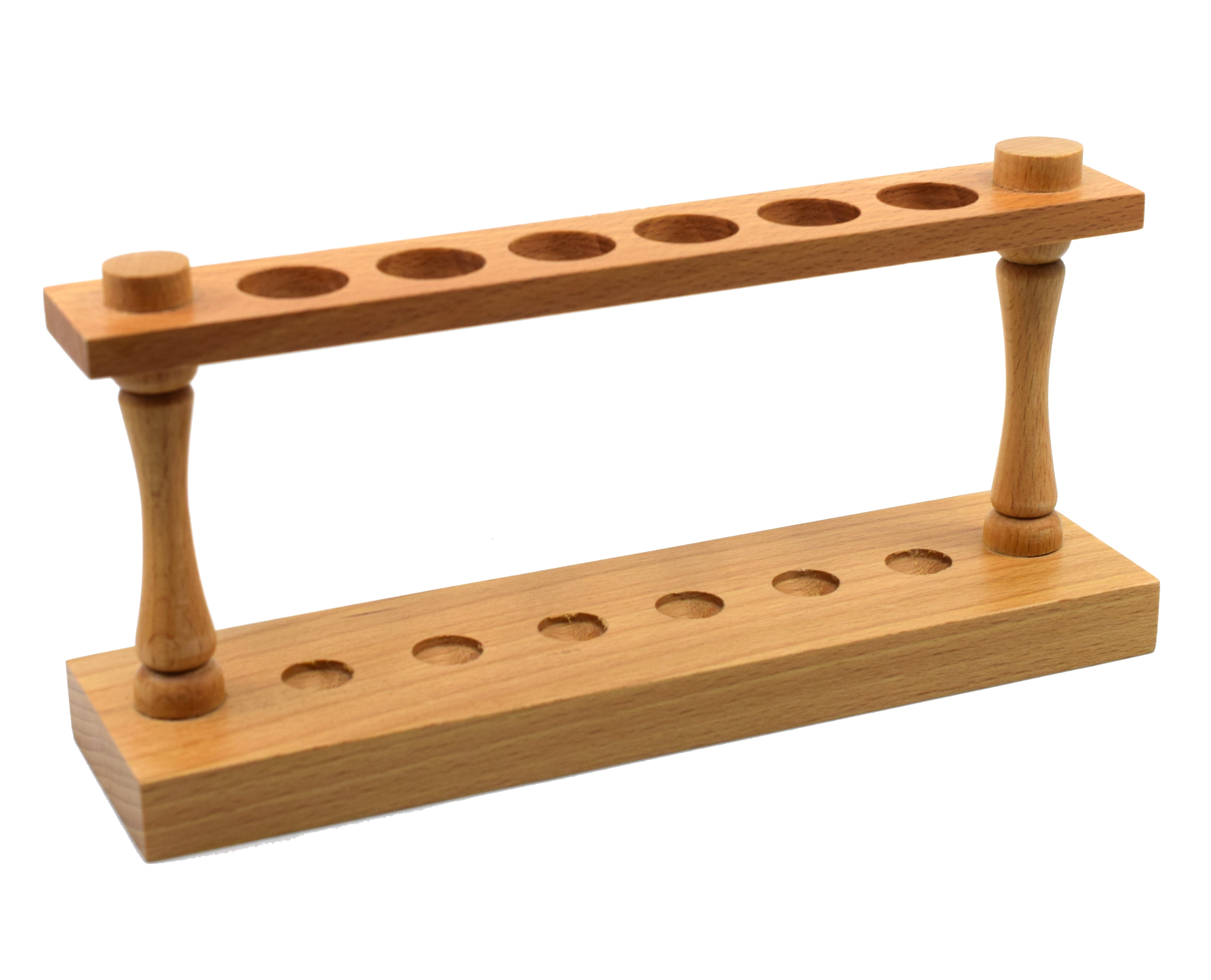 Premium Wood Test Tube Rack for 6 Tubes, 22mm, with Drying Pegs