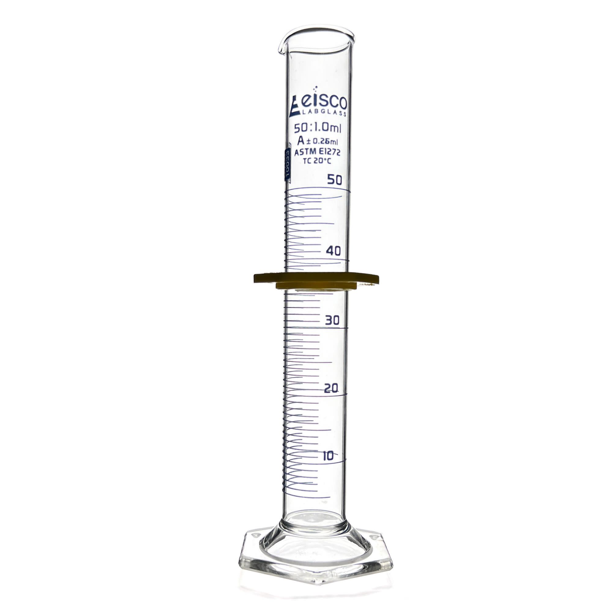 ASTM Class A Borosilicate Glass Graduated Cylinder with Individual Certificate, Blue Graduations