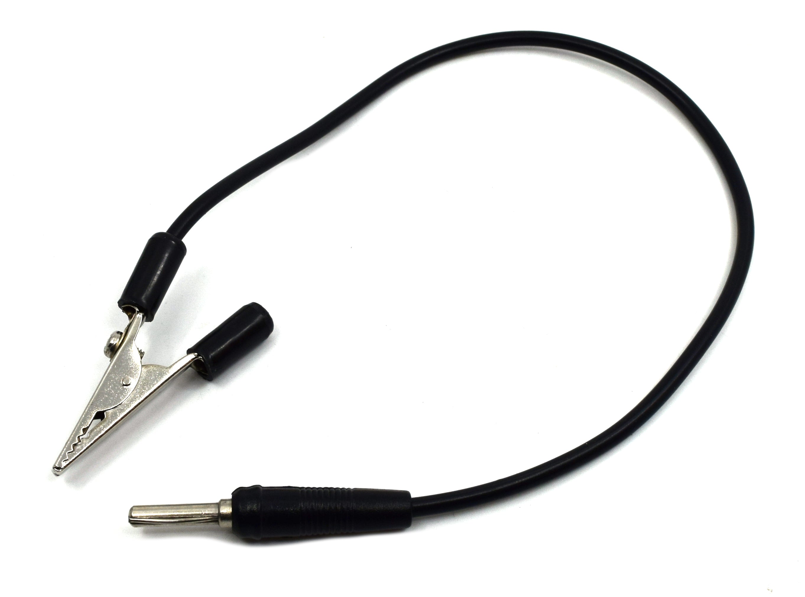 12" Connecting Lead with Alligator Clip and 4mm Plug, Black