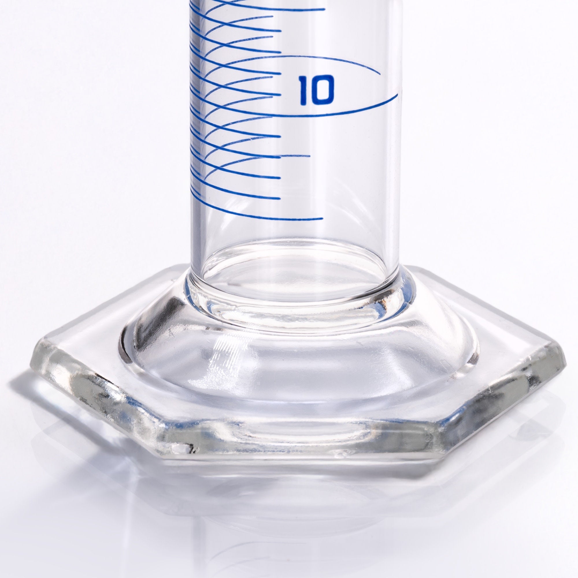 ASTM E1272 Class A Serialized Graduated Cylinder with Hex Base and Guard, 50mL, Autoclavable, Borosilicate 3.3 Glass