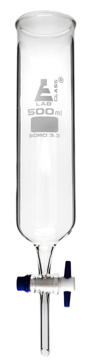 Cylindrical Borosilicate Glass Dropping Funnel with PTFE Stopcock, 500mL