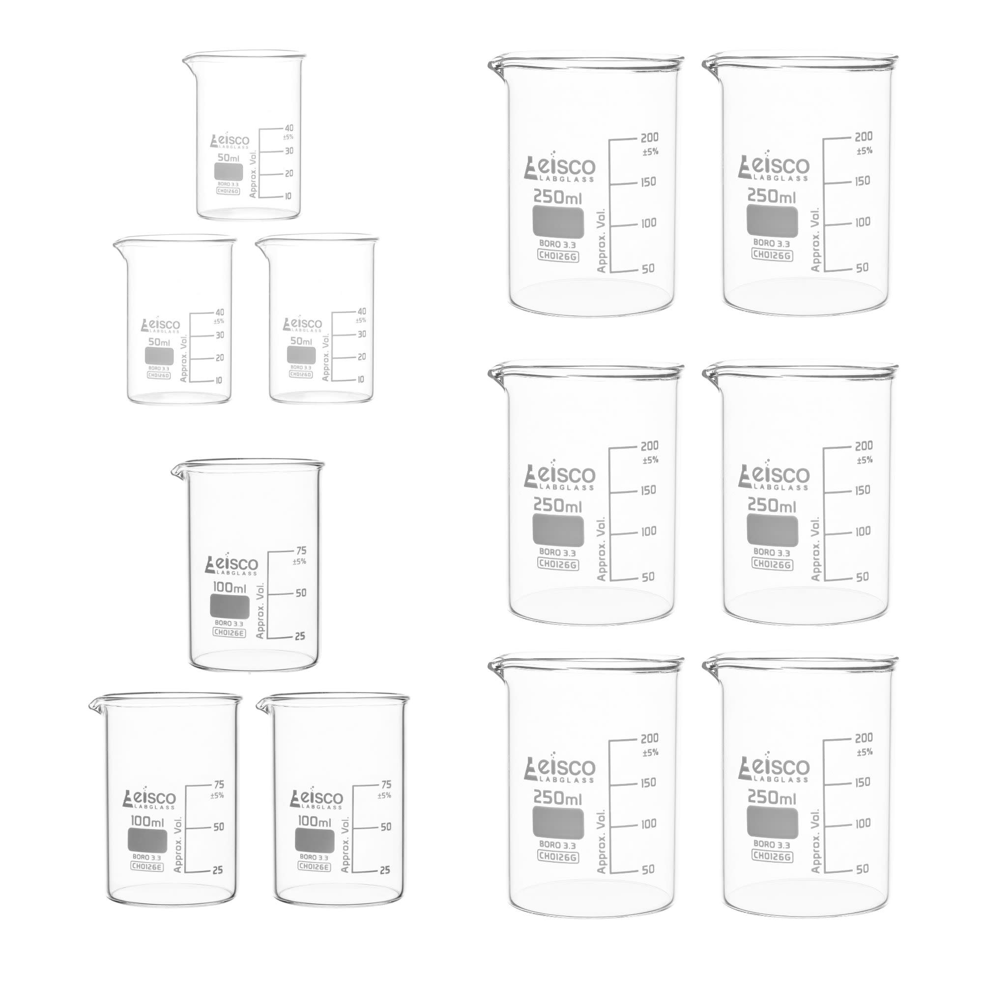 37-Piece Autoclavable Lab Glassware Starter Kit with Beakers, Reagent Bottles, Cylinders and Flasks, Borosilicate Glass