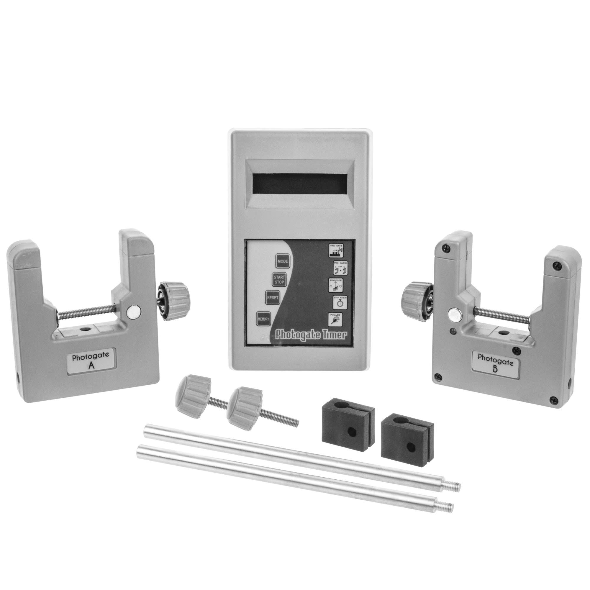 Photogate Timer with 5 Timing Modes, Pair of Photogates and Mounting Rods