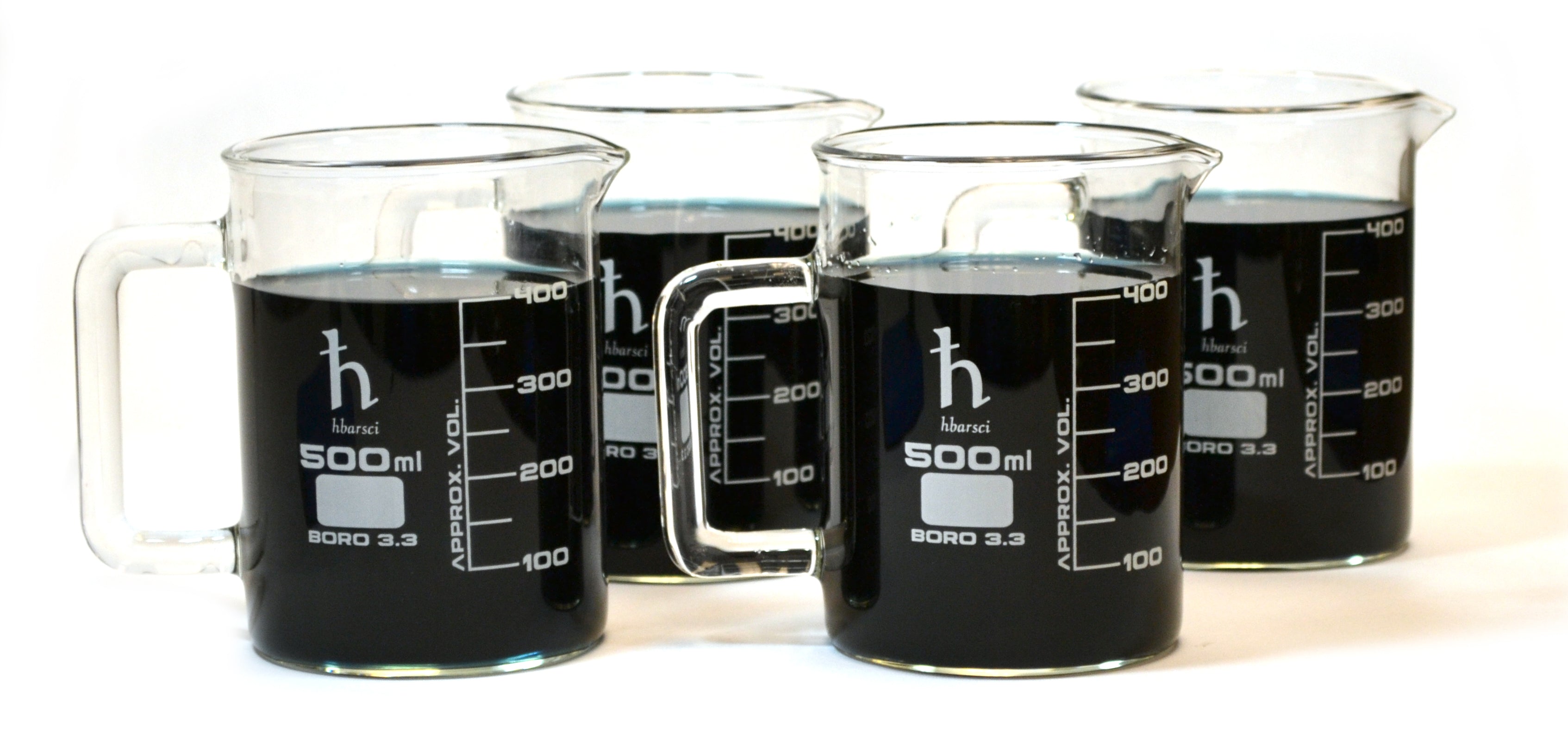 Premium Hand-Crafted Borosilicate Glass Beaker Mug, 500mL, 2-Pack