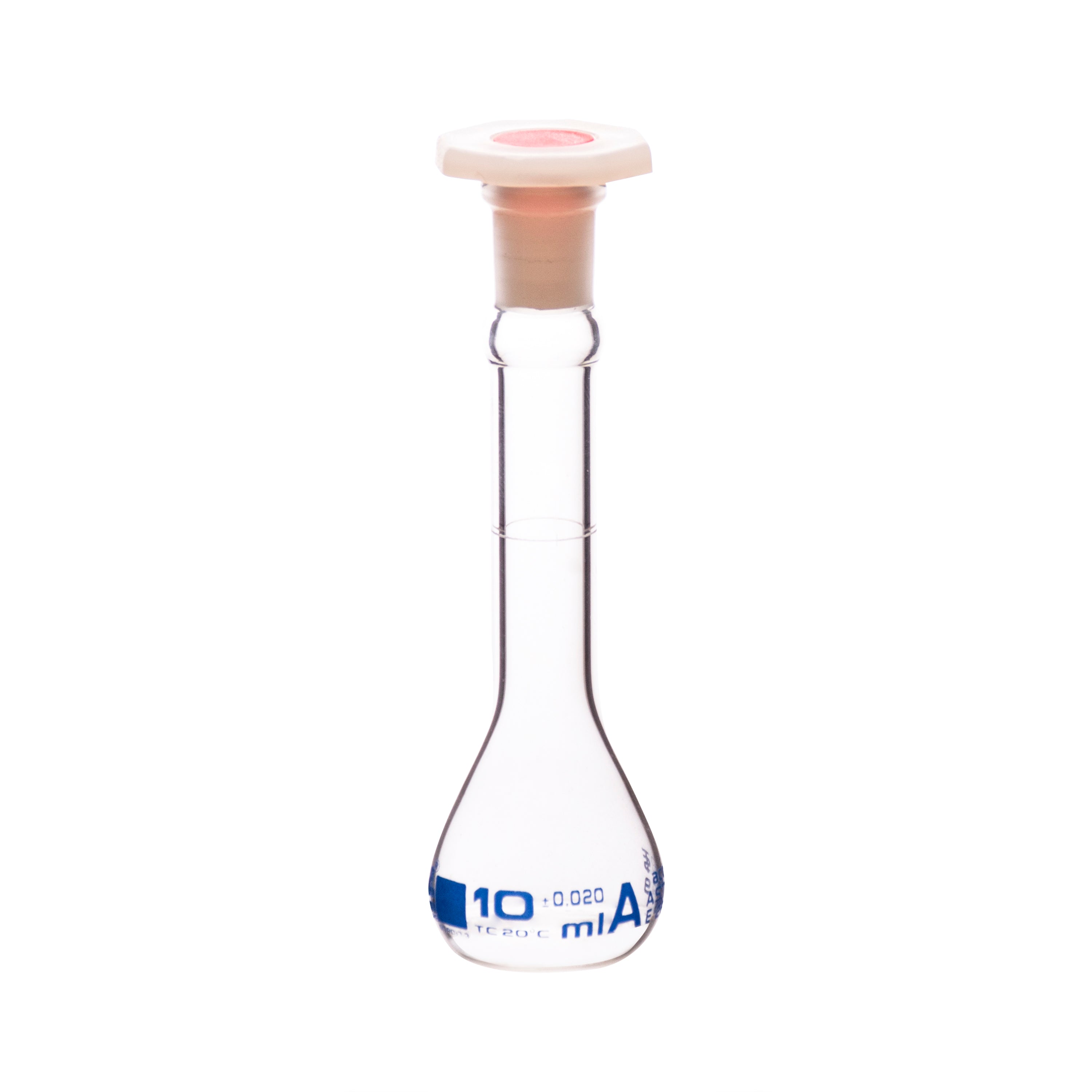 Class A Borosilicate Glass Volumetric Flask with Polypropylene Stopper, White Graduations