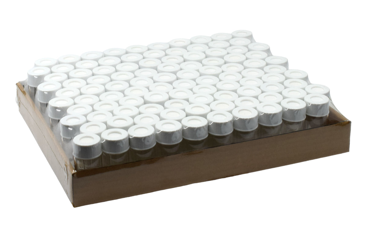 VOA/TOC Vials, 40mL, 100/PK - Clear Glass - ASTM/USP Type I, Class B - PTFE Septa