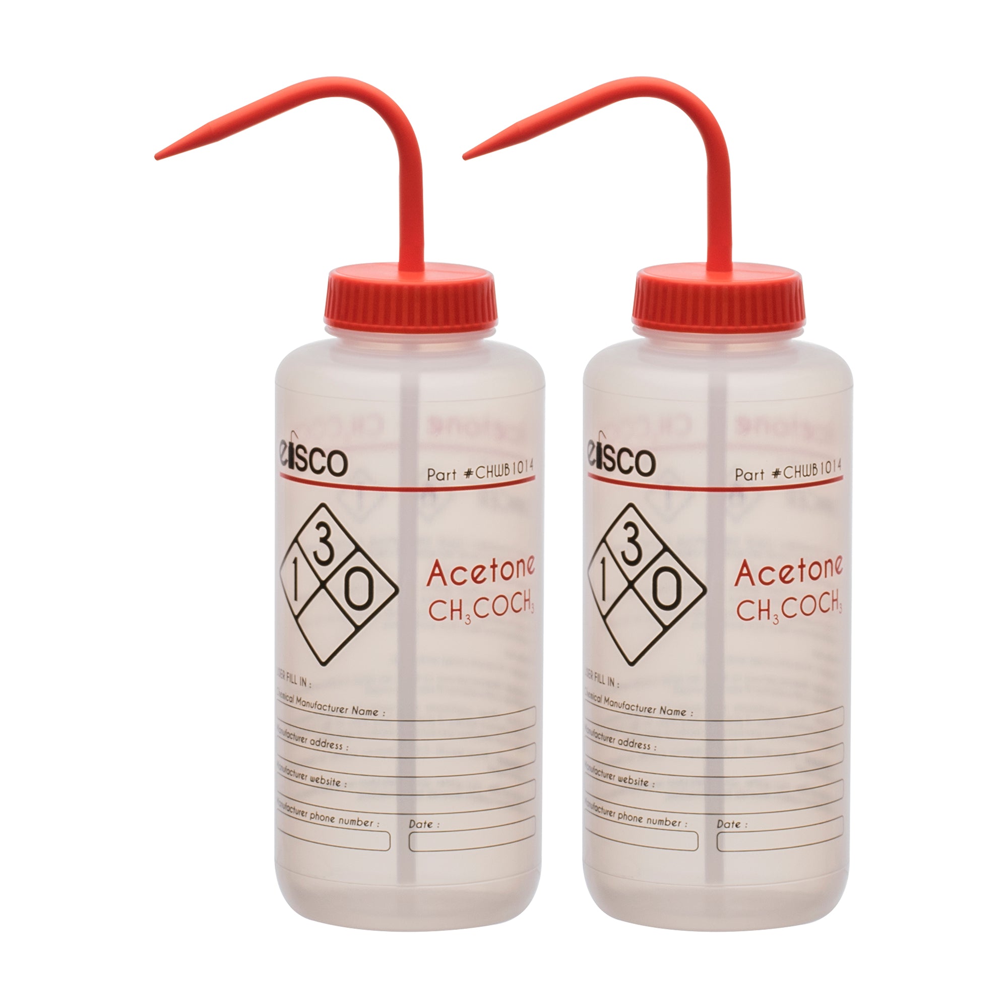 Acetone Wash Bottle, LDPE, 2-Color Label, 1000mL