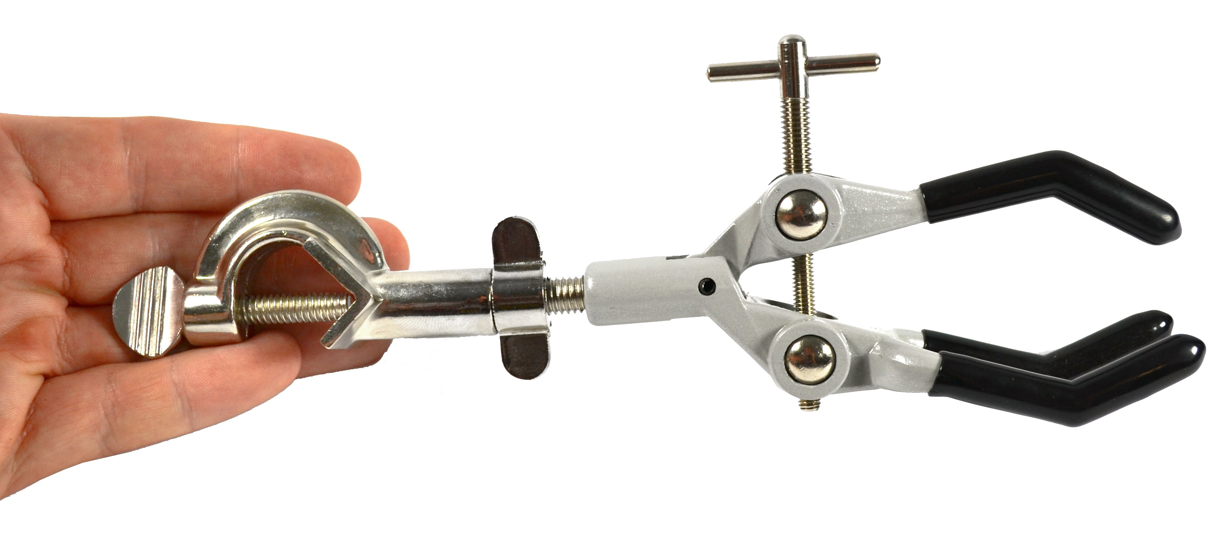 Three-Finger Lab Clamp with Bosshead, PVC-Coated, up to 3.5"