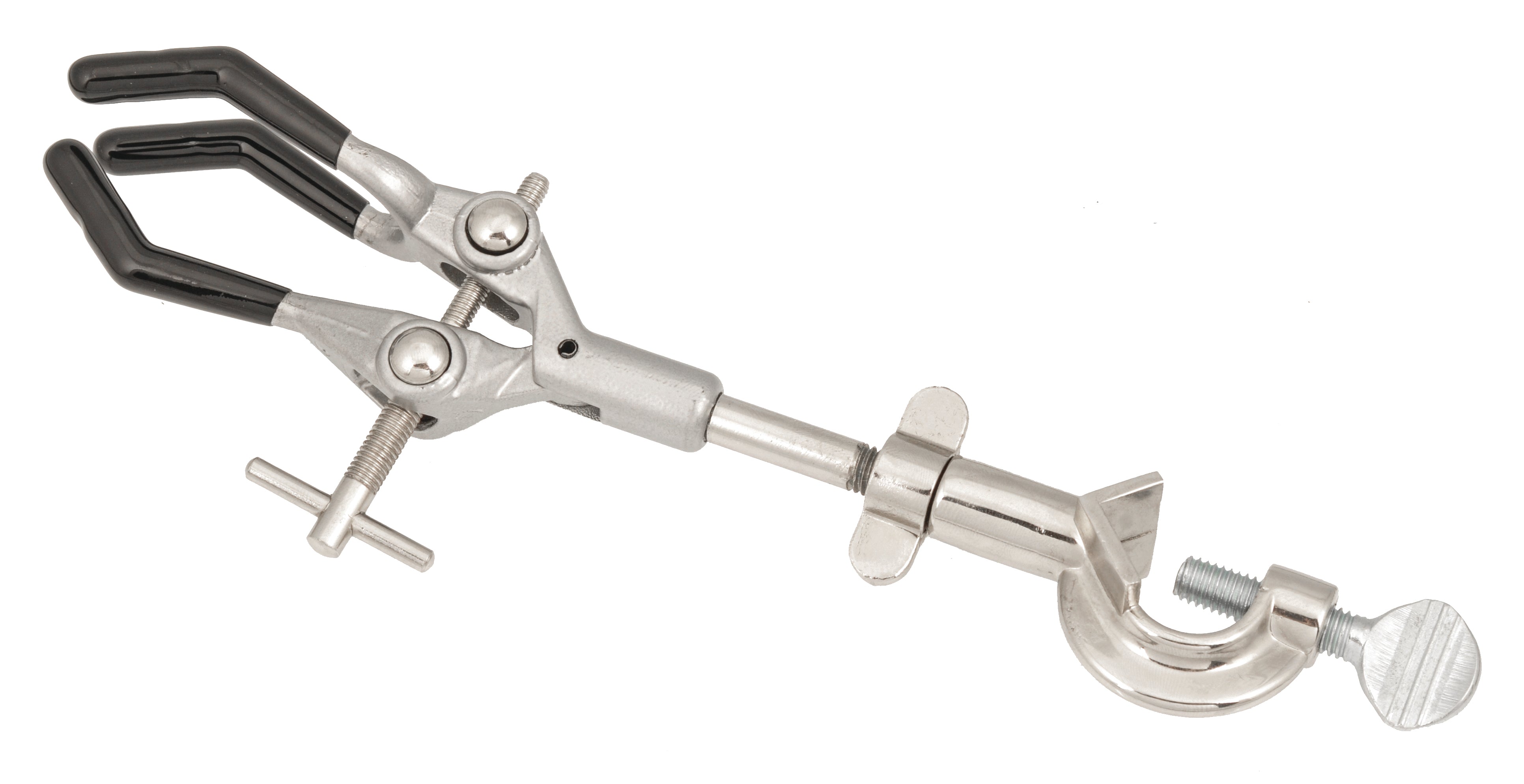 Three-Finger Lab Clamp with Bosshead, PVC-Coated, up to 3.5"