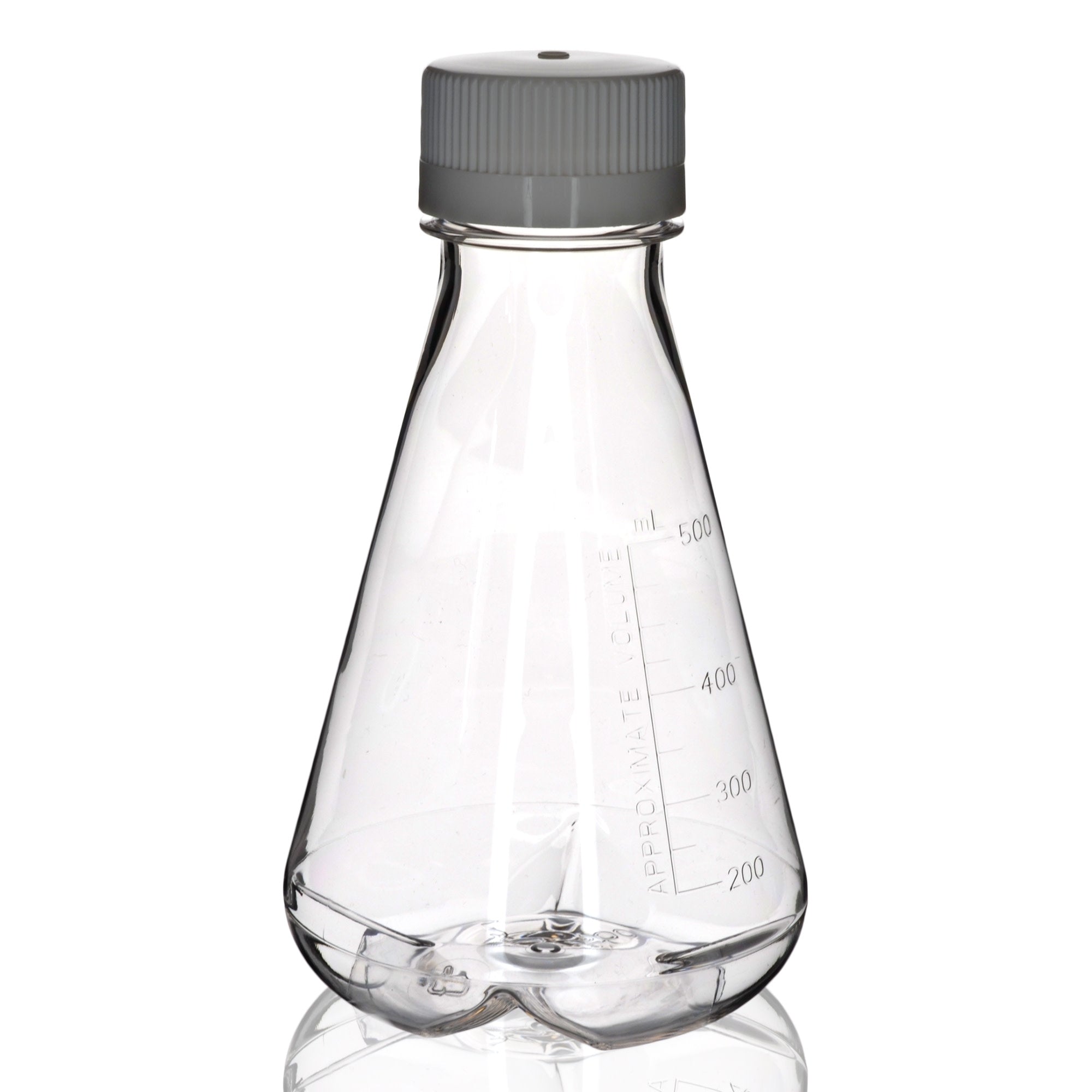 Sterile Non-Vented Baffled-Bottom PETG Erlenmeyer Flask, USP Class VI, 500mL