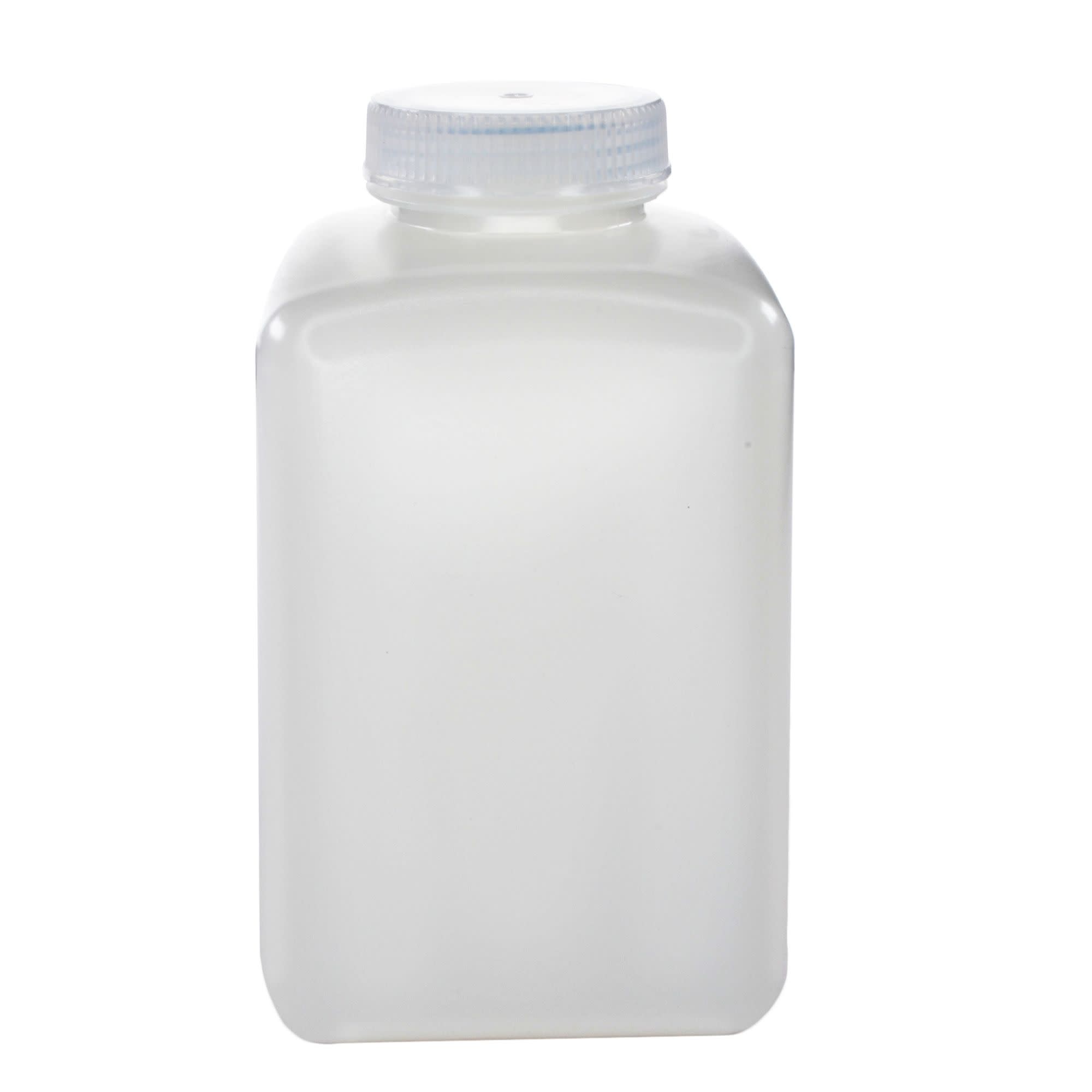 12-Pack Translucent Wide Mouth Square HDPE Reagent Bottles with PP Caps, 1L, -100 to 120°C