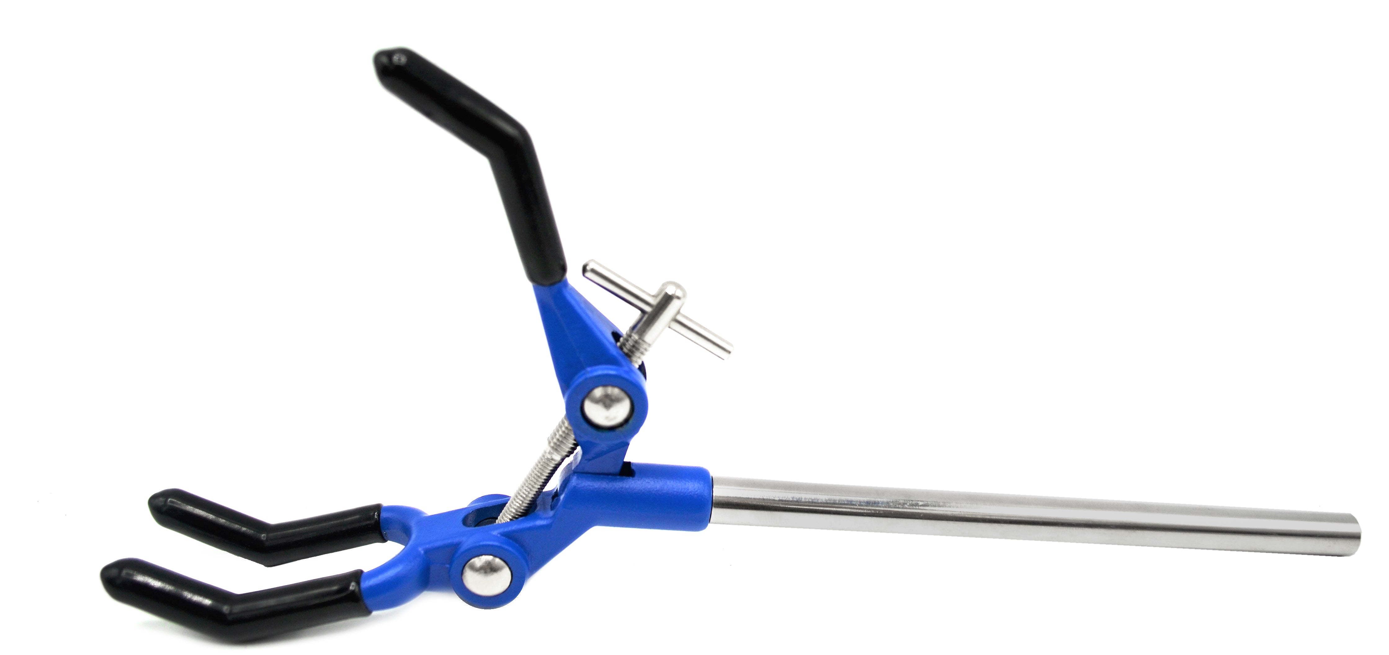 3-Finger Vinyl-Coated Extension Clamp with 2" Fingers on Stainless Steel Rod
