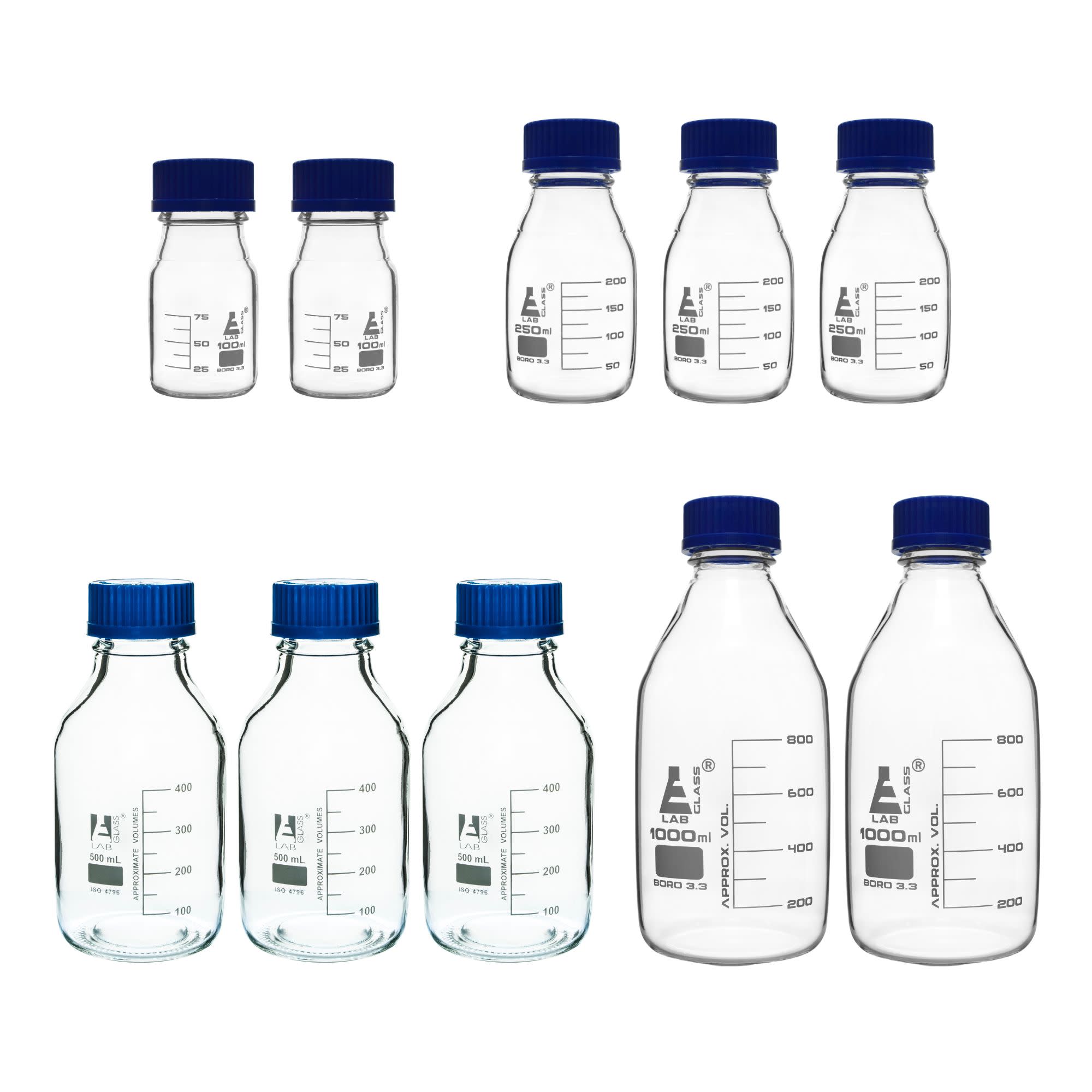 37-Piece Autoclavable Lab Glassware Starter Kit with Beakers, Reagent Bottles, Cylinders and Flasks, Borosilicate Glass