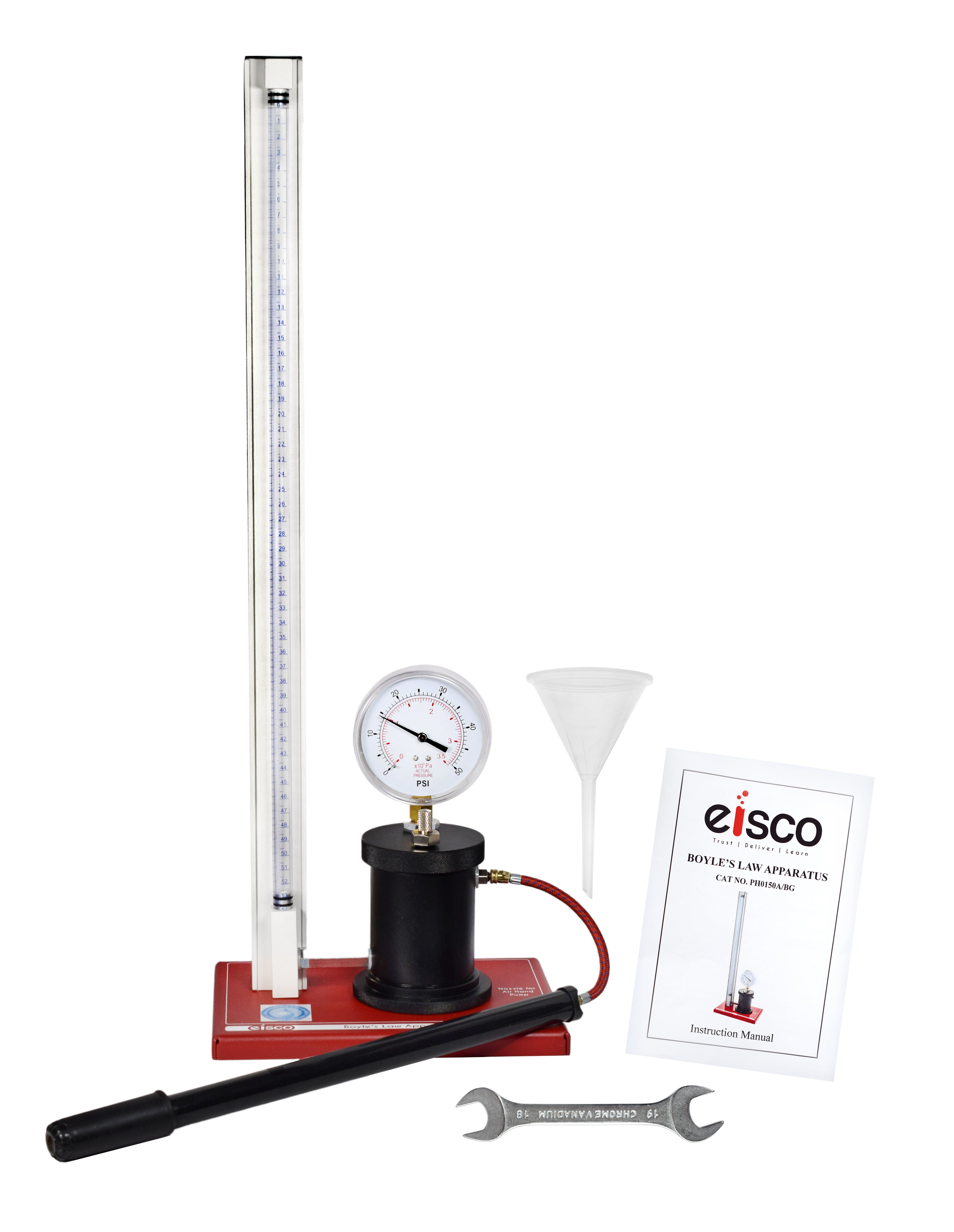 Premium Boyle's Law Apparatus with Pressure Gauge and Hand Pump