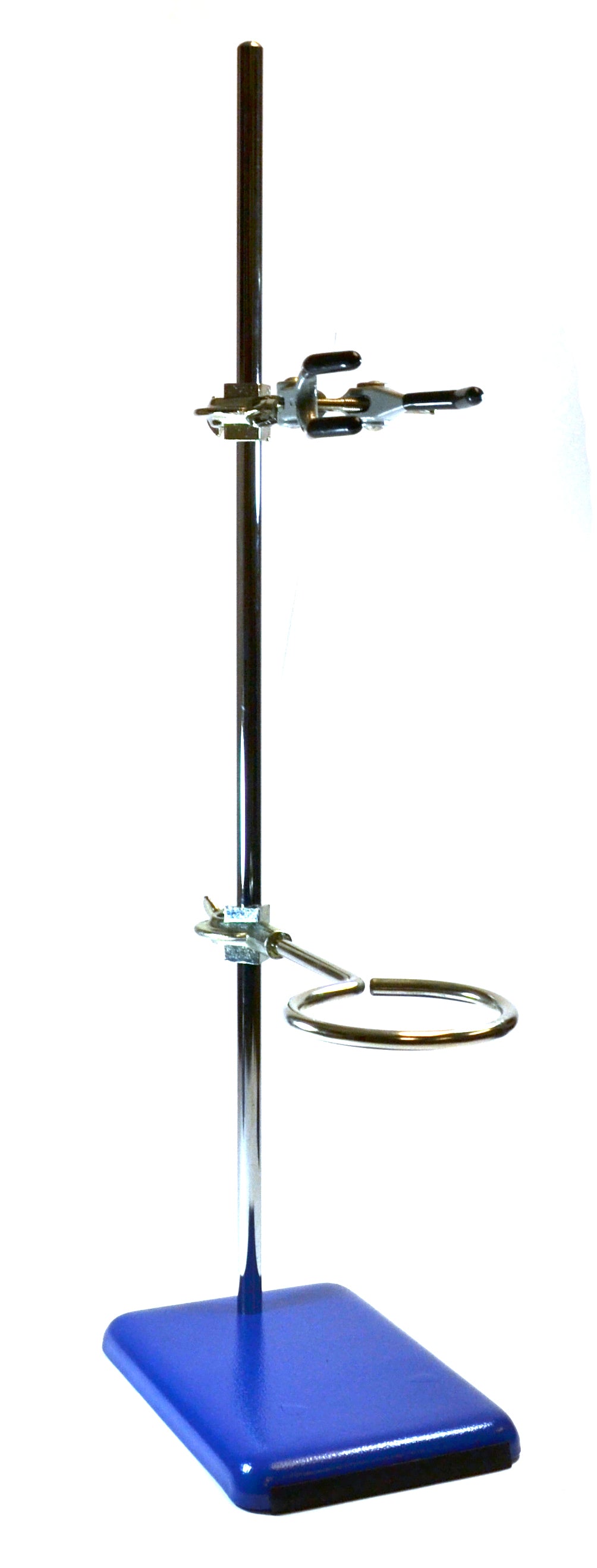 4-Piece Rectangular Retort Stand Set with Coated 3-Prong Clamp