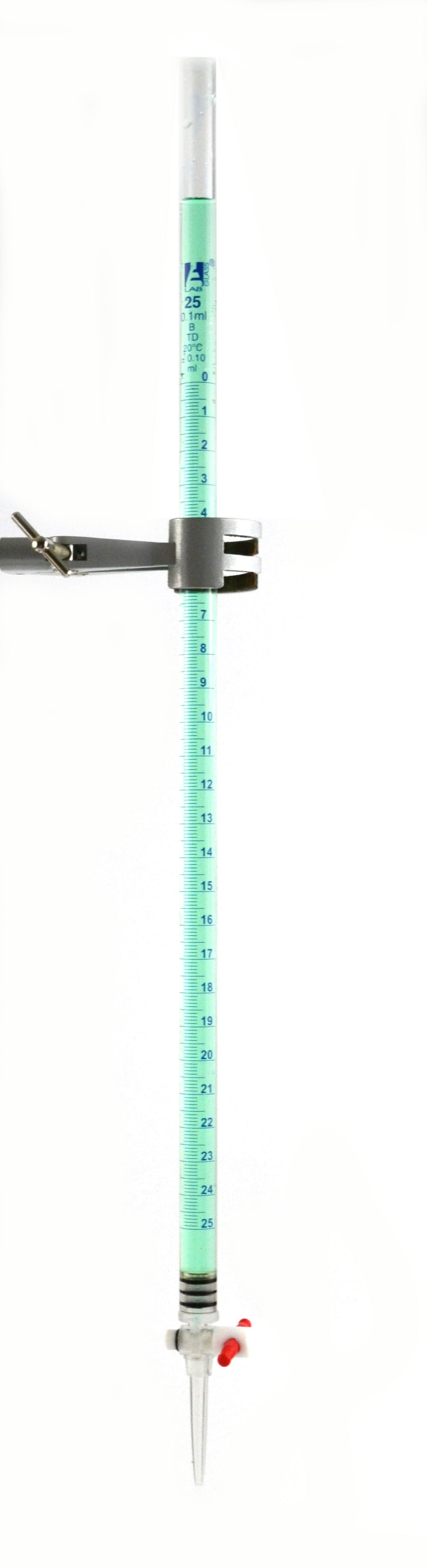 Class B Acrylic Burette with PTFE Stopcock, 25mL