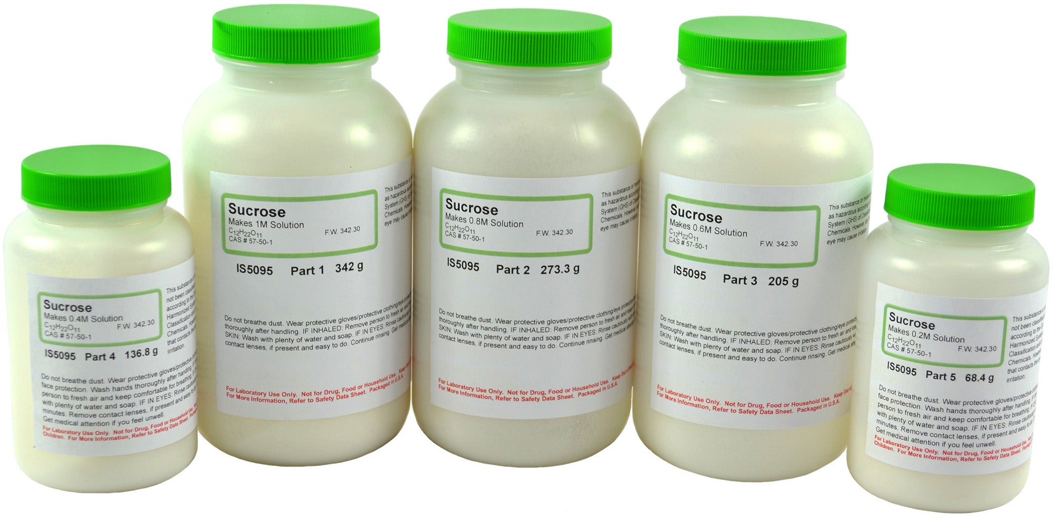 Sucrose Solution Set, Makes 1L Each of 0.2M/0.4M/0.6M/0.8M/1.0M