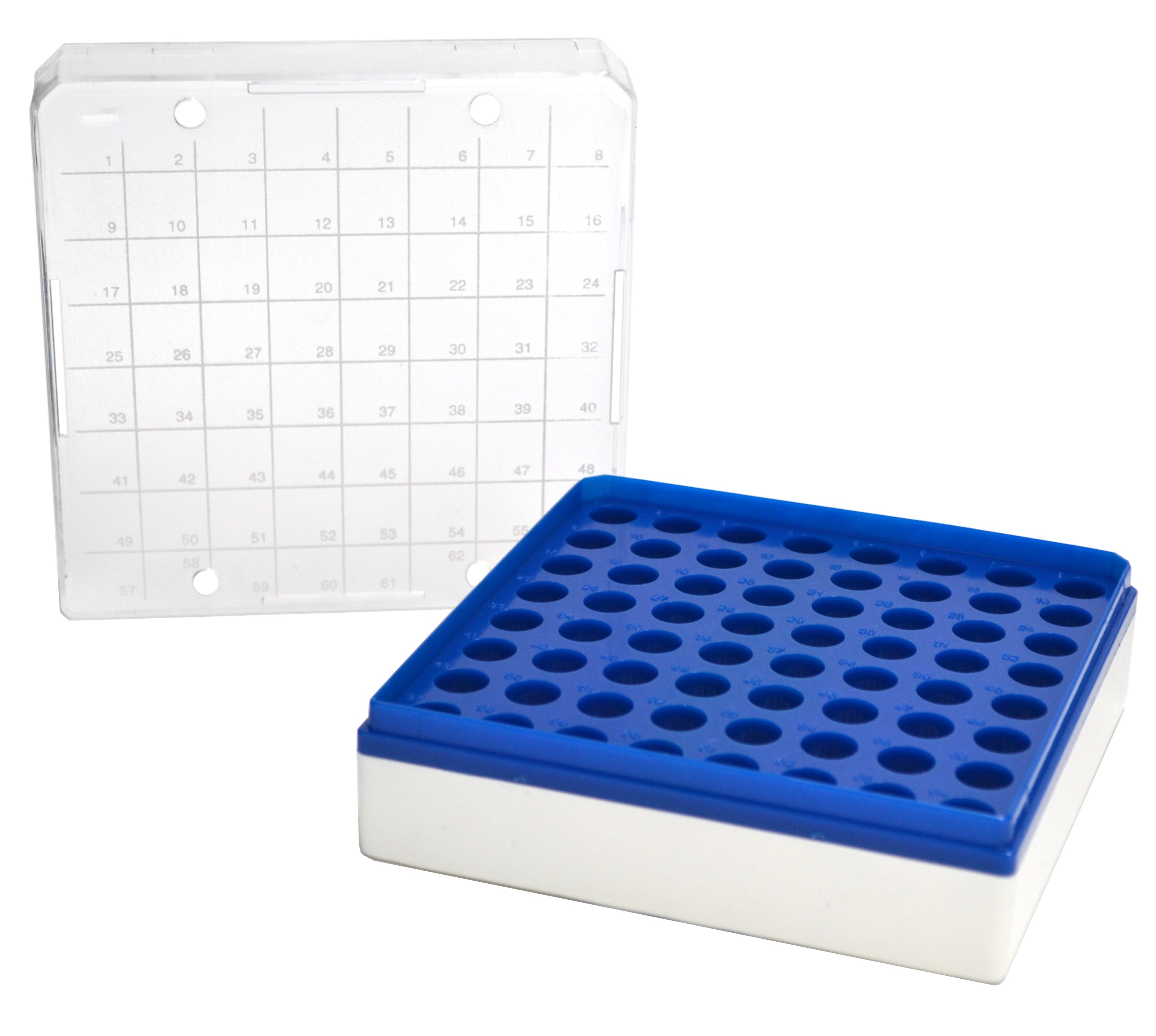 Polycarbonate MCT Box for 1.5mL Tubes, 64-Hole