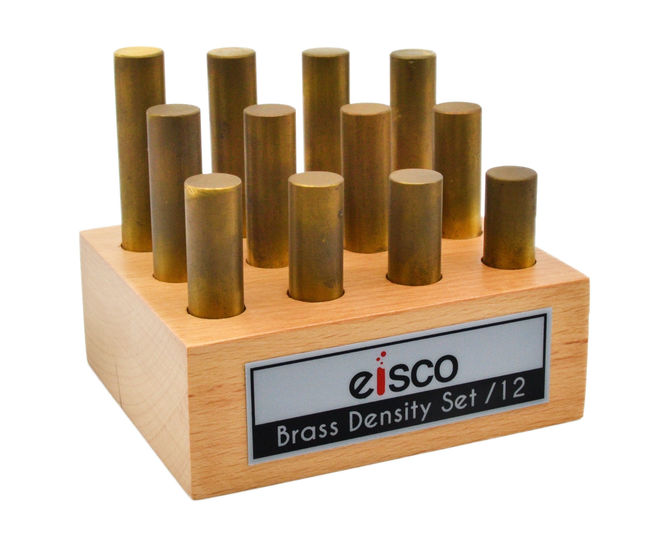 12-Piece Brass Density Cylindrical Bars Set with Wooden Storage
