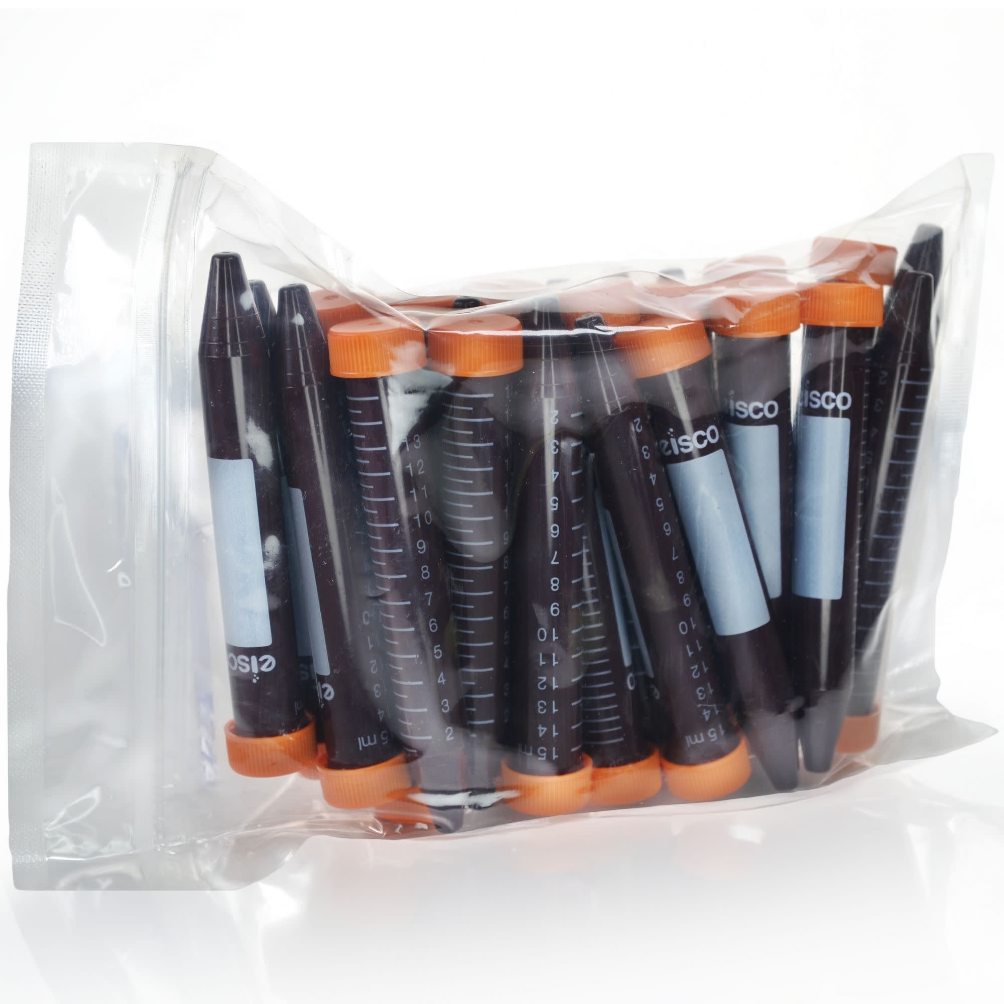 25-Pack Non-Sterile Amber Polypropylene Centrifuge Tubes with Flat Cap, 15mL