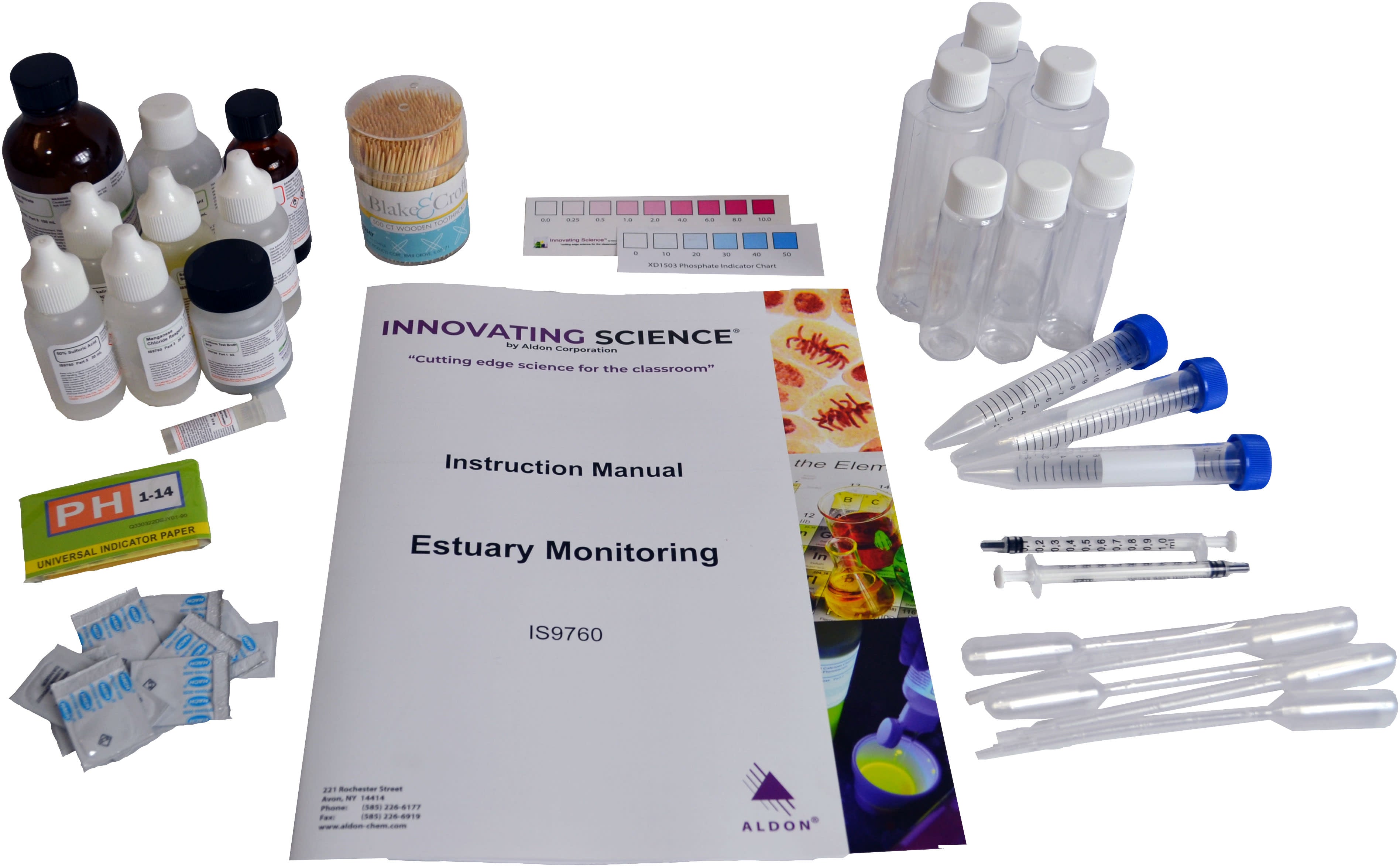 Estuary Monitoring Kit for Coliform, Oxygen and Nitrate Water Testing