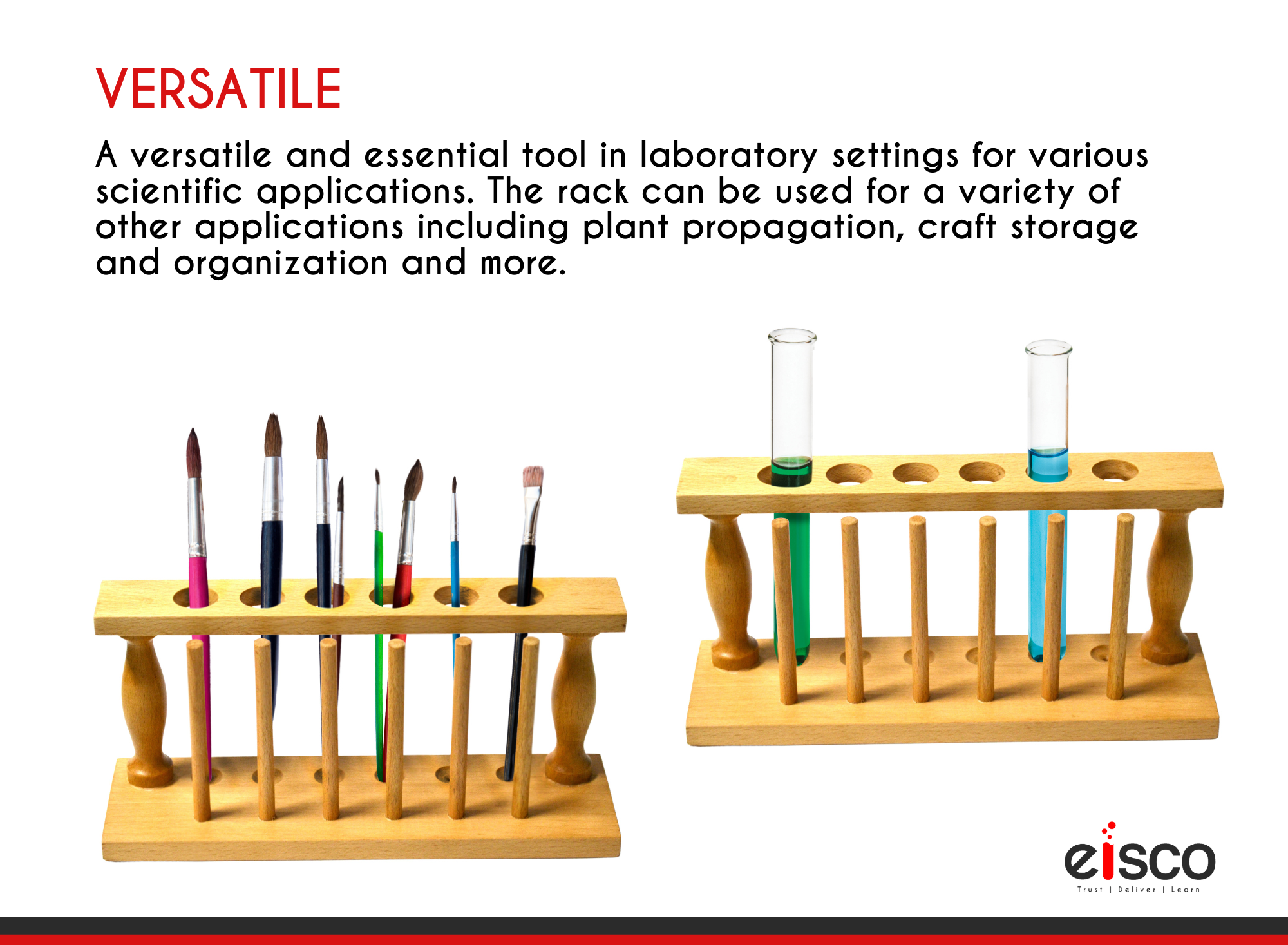 13-Hole Wooden Test Tube Rack with Pins, 2-Shelf, for 20-26mm Tubes (No-Tip)
