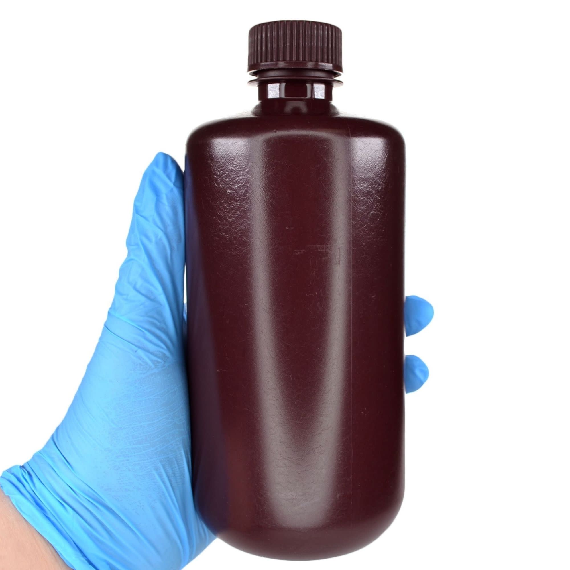125-Bulk Pack Amber Narrow Mouth HDPE Reagent Bottles for Light-Sensitive Substances, 500mL, -100 to 120°C