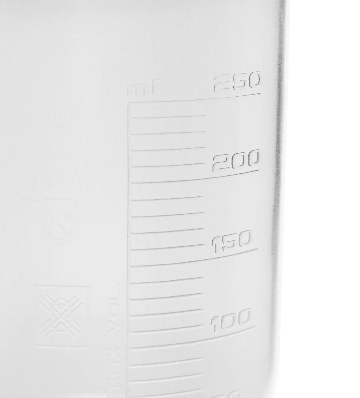 6PK Plastic Beakers, 250ml - Polypropylene - Raised Graduations