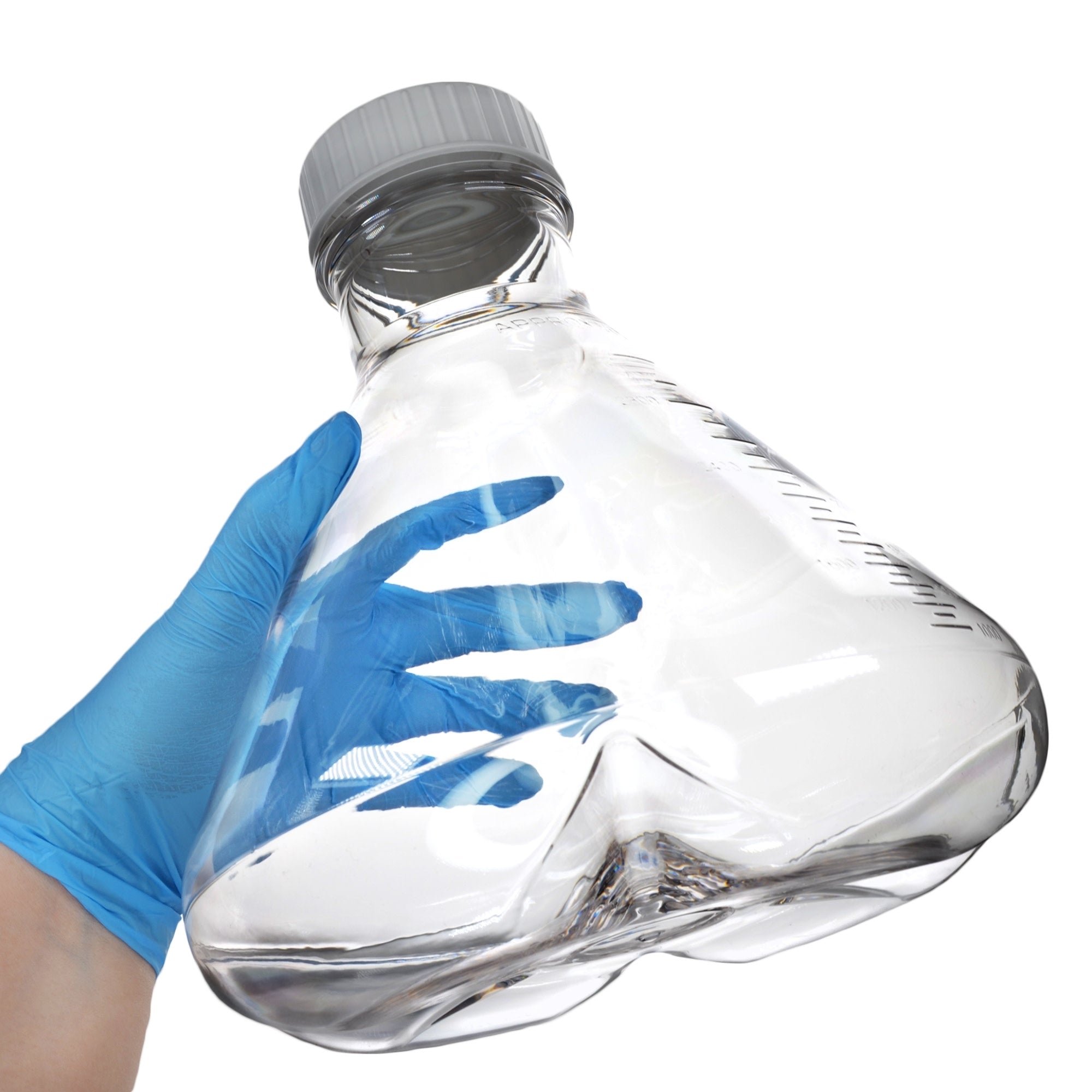 Sterile Non-Vented Baffled-Bottom PETG Erlenmeyer Flask, USP Class VI, 3L