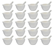 20-Pack Porcelain Mortar and Pestle Sets with Unglazed Grinding Surface, 2oz/60mL