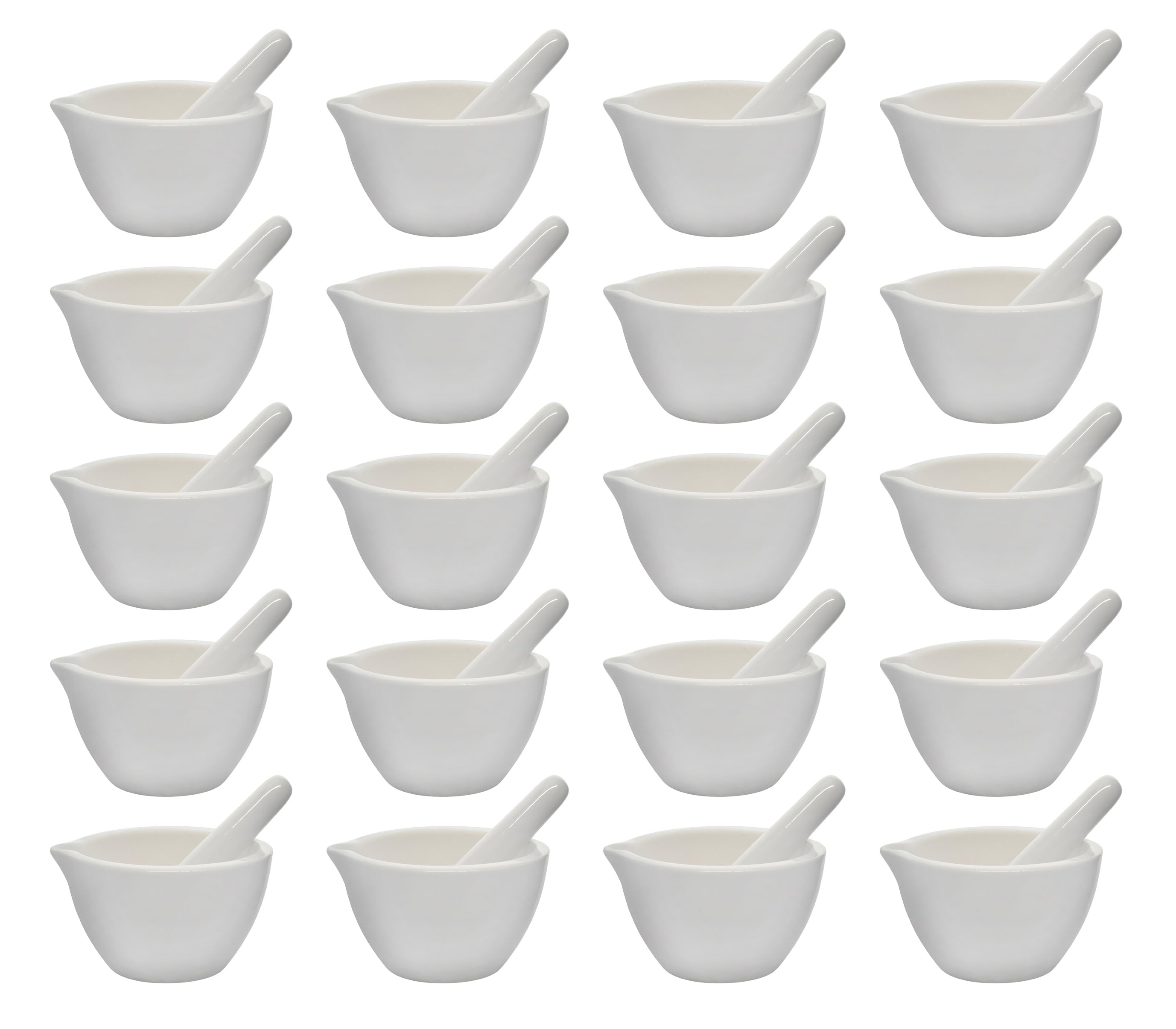 20-Pack Porcelain Mortar and Pestle Sets with Unglazed Grinding Surface, 2oz/60mL