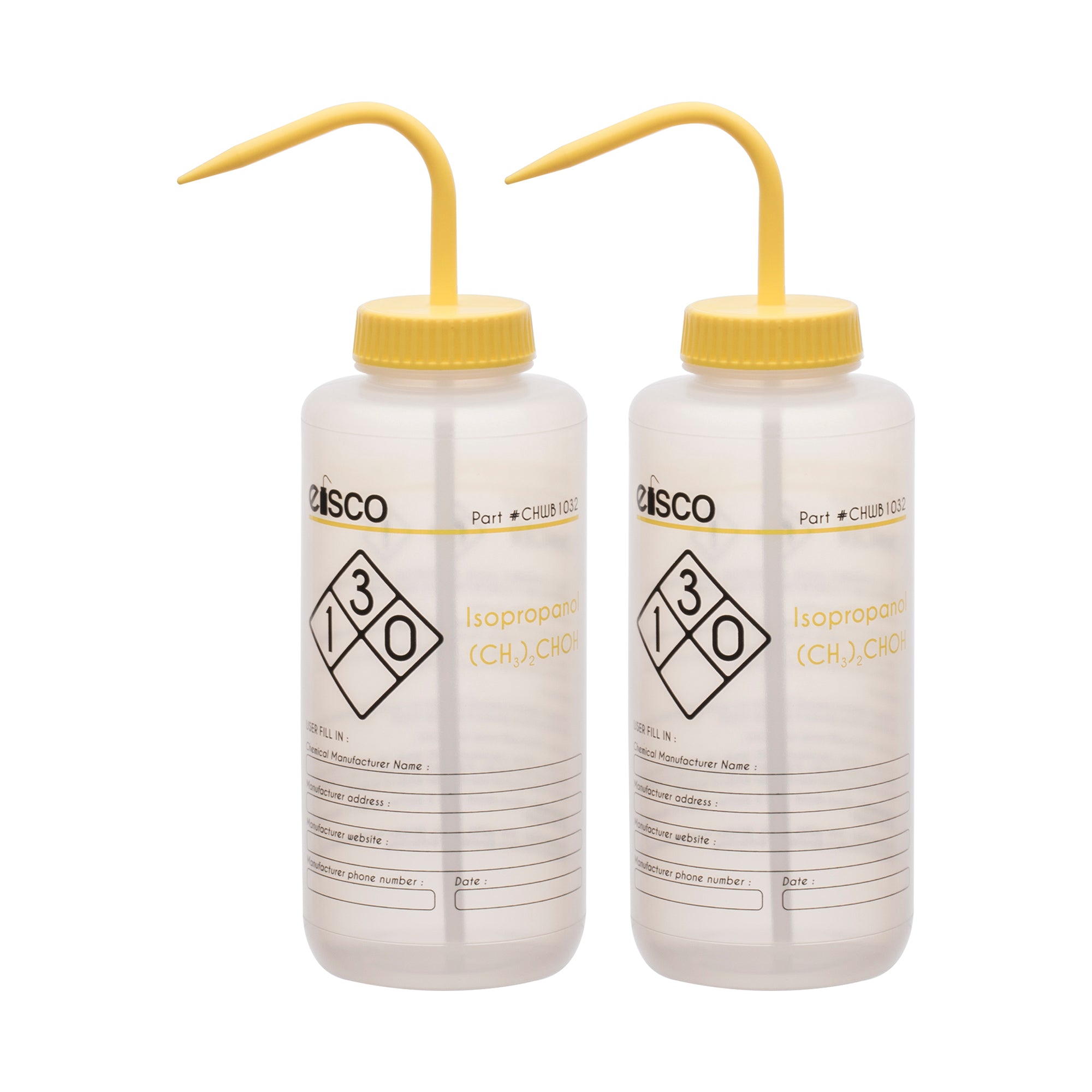 Isopropanol Wash Bottle, LDPE, 2-Color Label, 1000mL